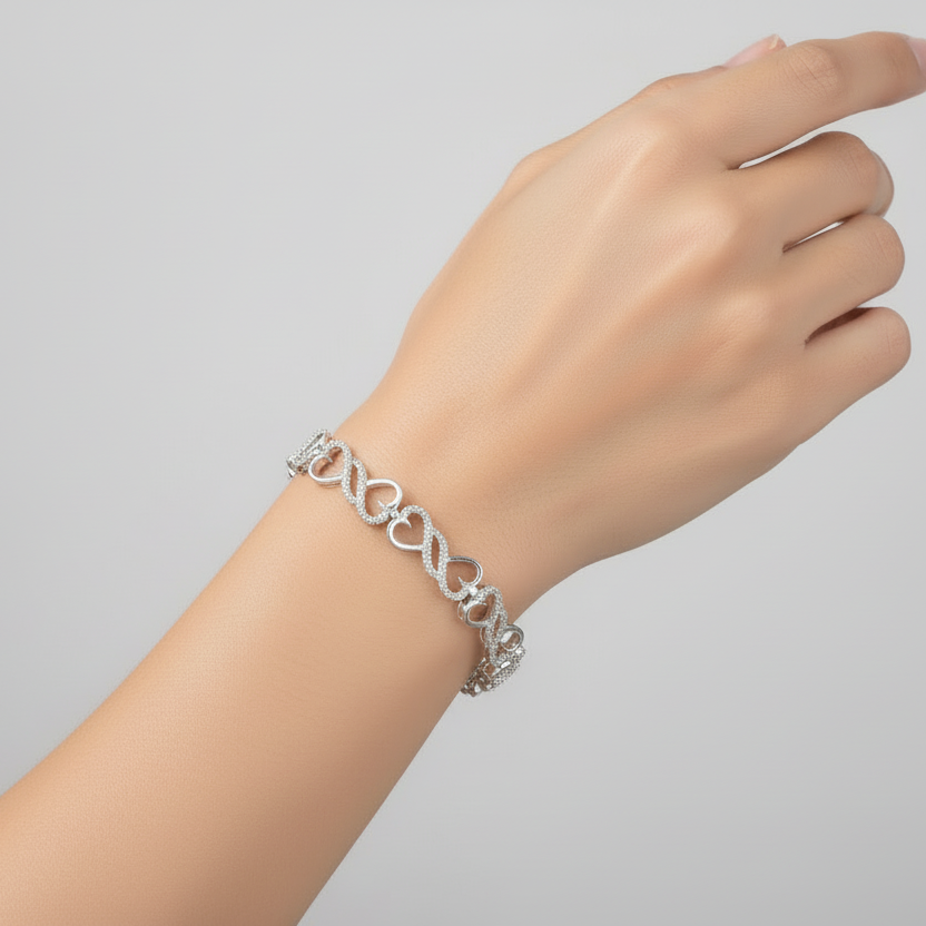 Sterling Silver 8" Heart Link Bracelet
