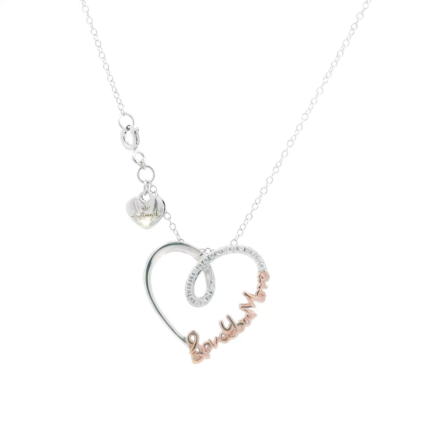 "Hallmark" Sterling Silver "I Love You More" Heart Pendant & Necklace