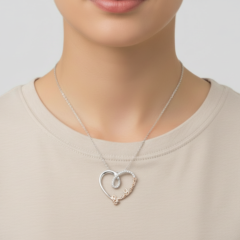 "Hallmark" Sterling Silver "I Love You More" Heart Pendant & Necklace
