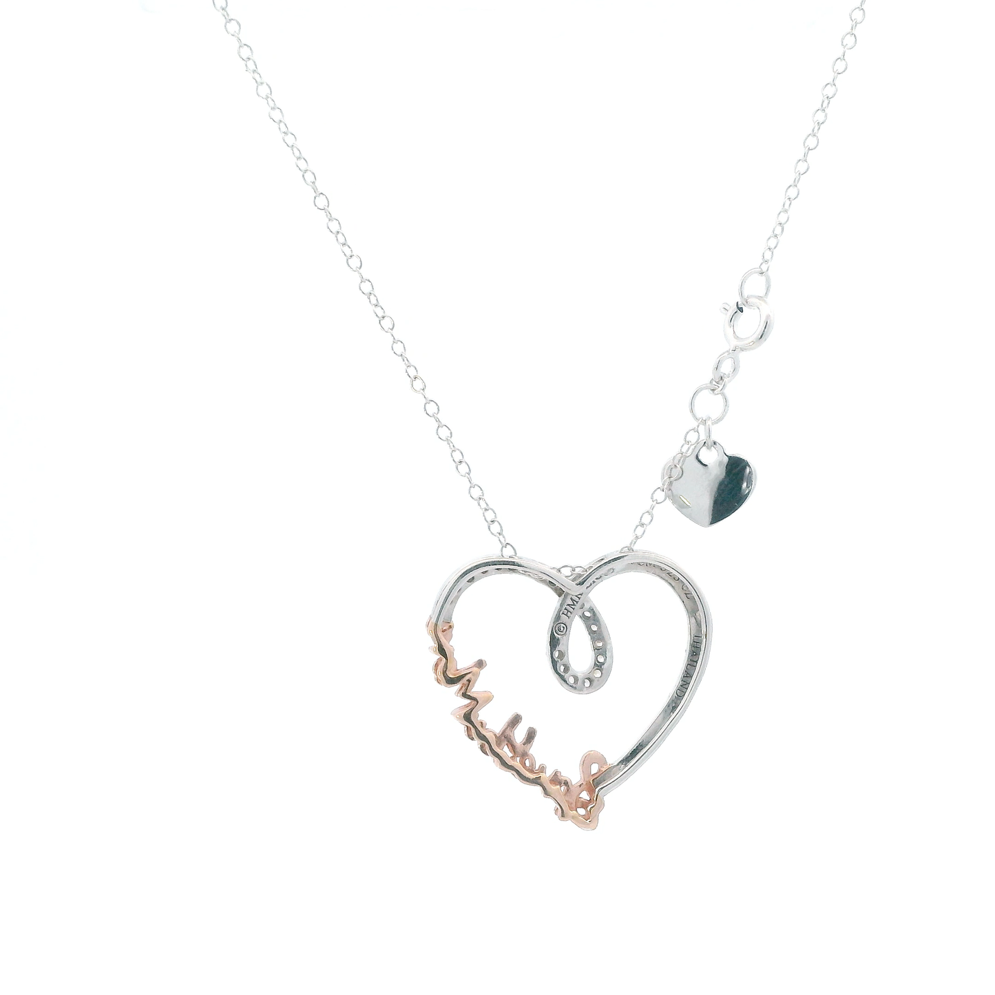 "Hallmark" Sterling Silver "I Love You More" Heart Pendant & Necklace
