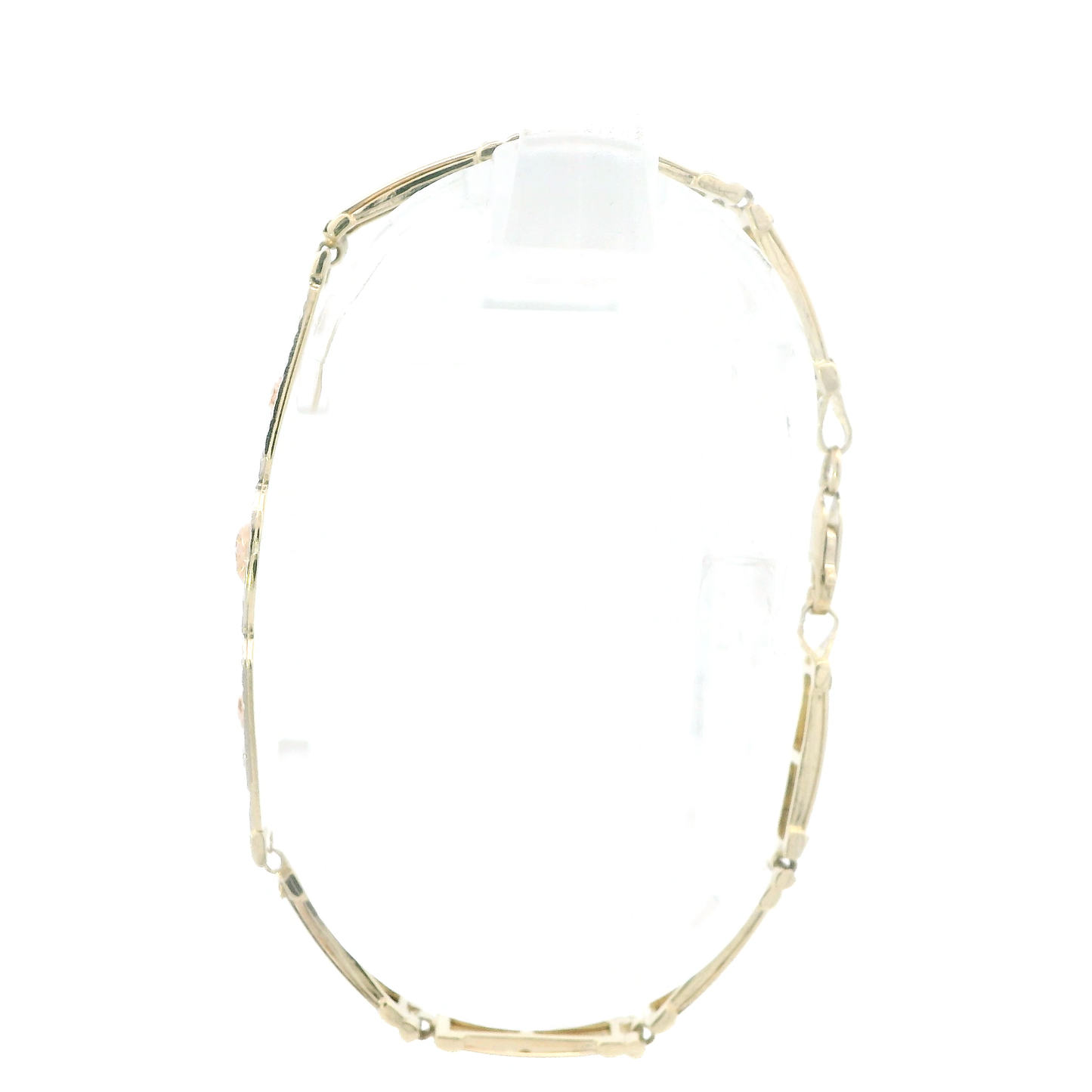 14K Tri Color Gold 7.25" Virgin Mary Bar Link Bracelet