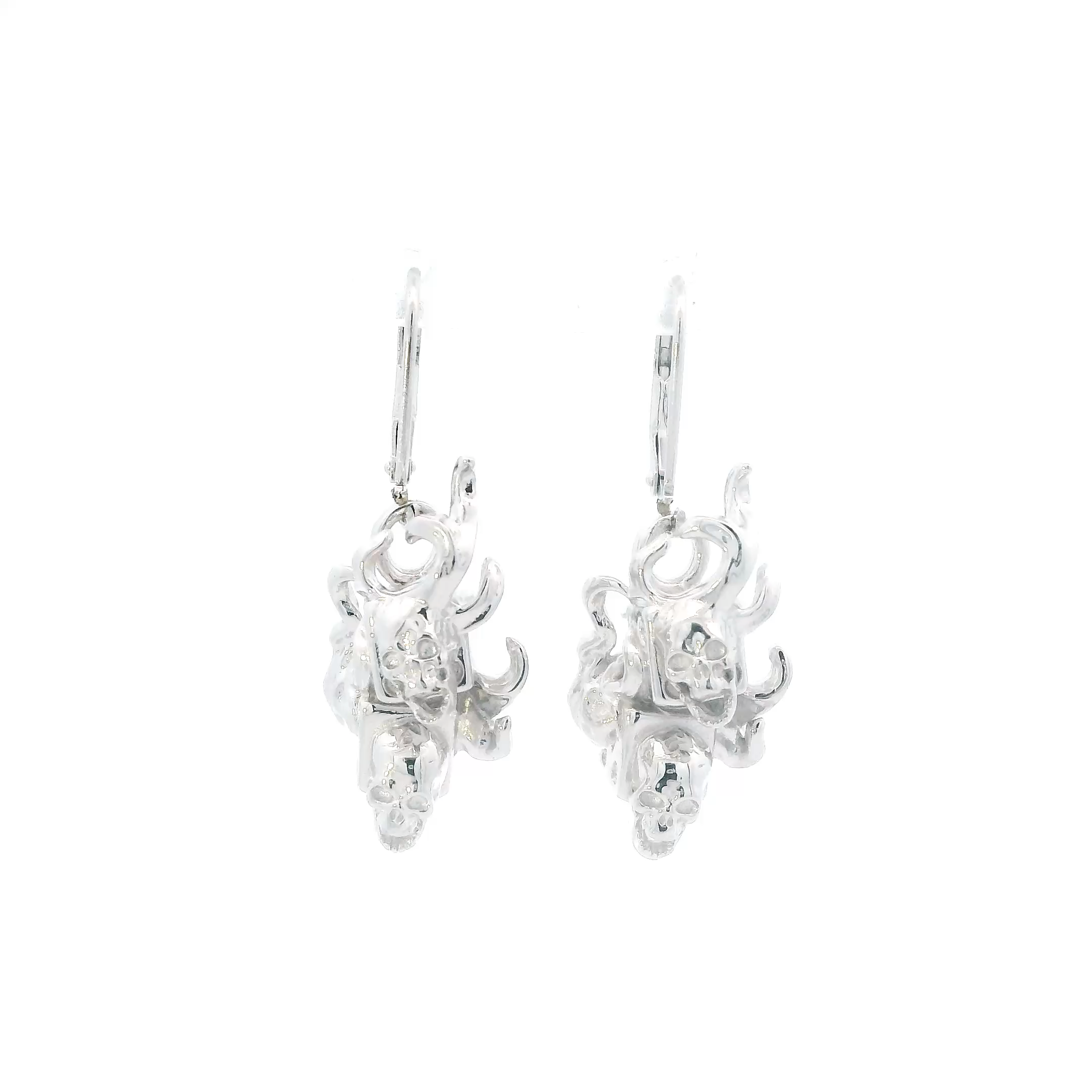 Sterling Silver Flame Dice Dangle Earrings