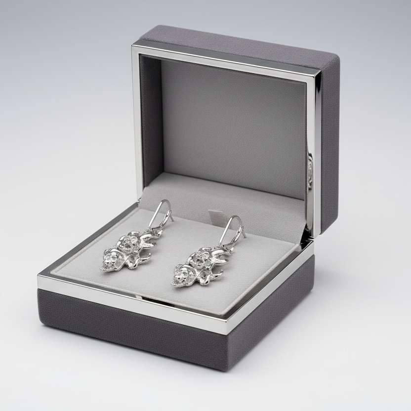 Sterling Silver Flame Dice Dangle Earrings