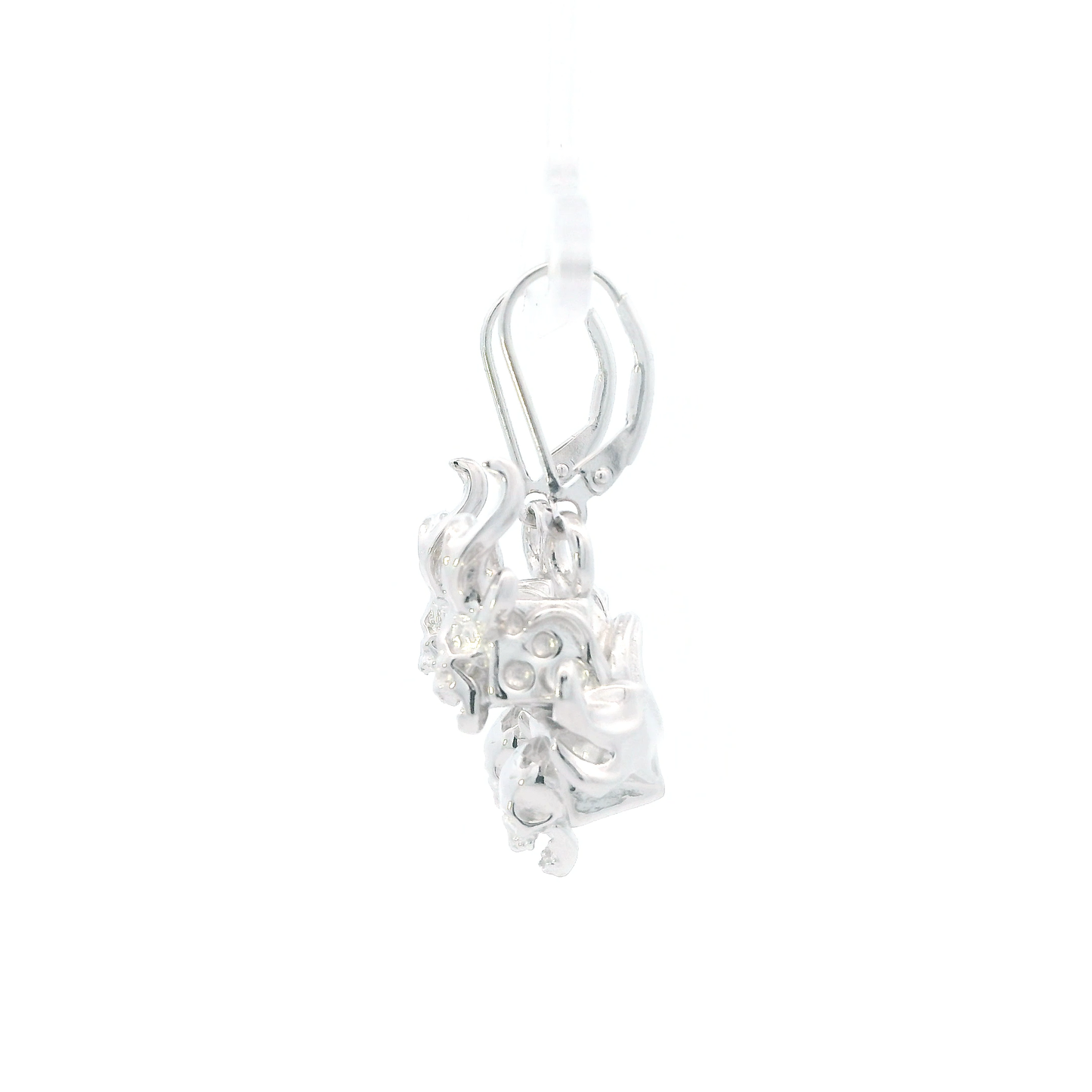 Sterling Silver Flame Dice Dangle Earrings