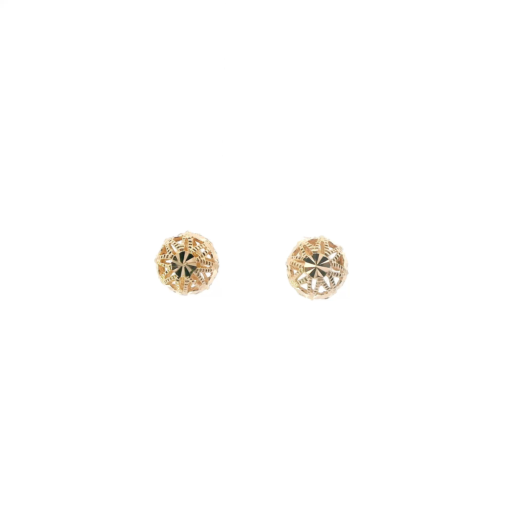 18K Yellow Gold Filigree Ball Earrings