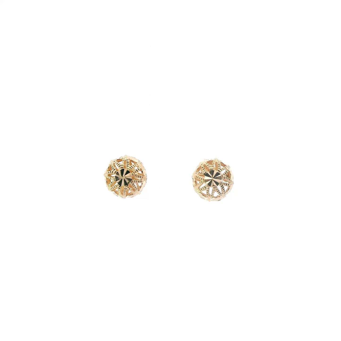 18K Yellow Gold Filigree Ball Earrings