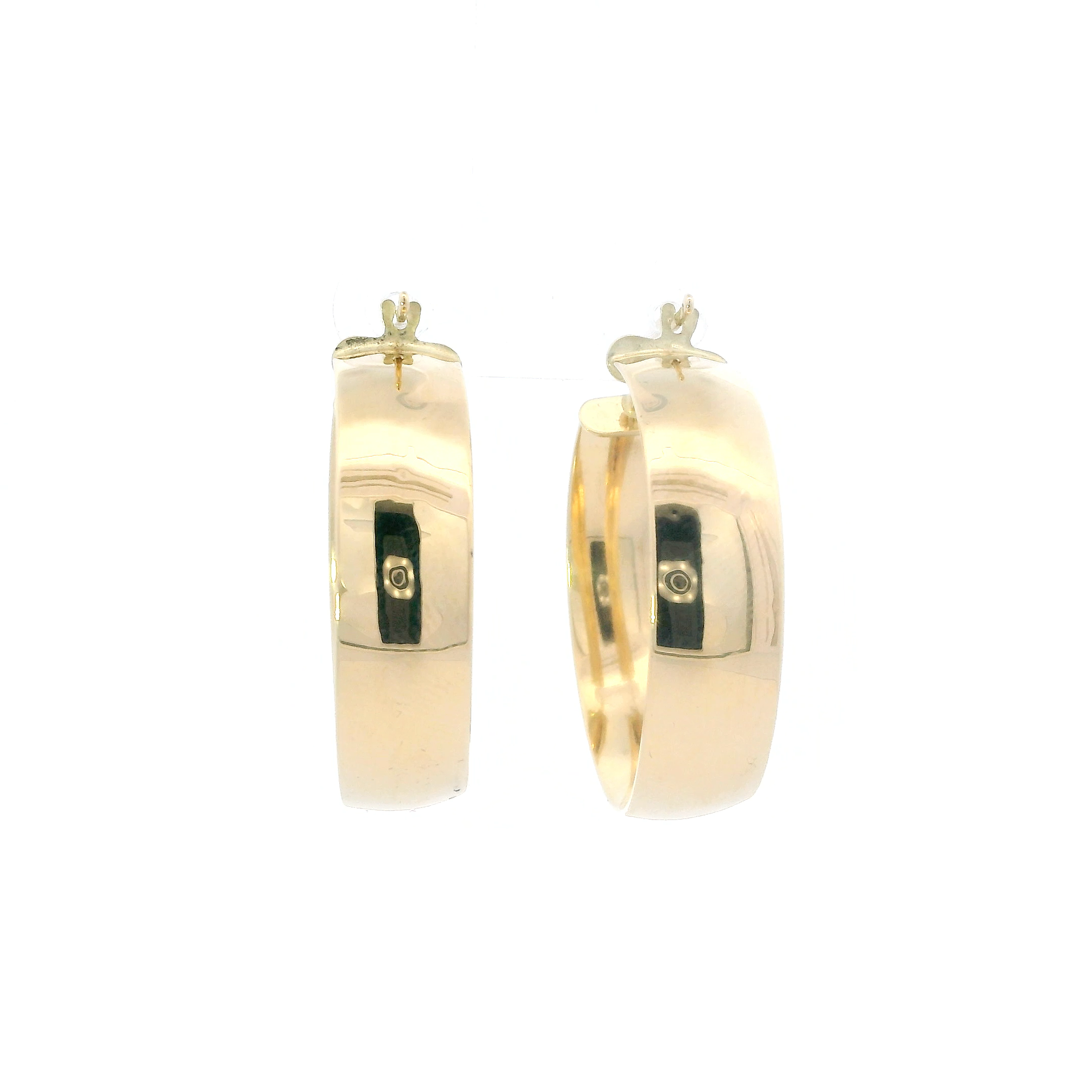 18K Yellow Gold Hollow Plain Hoop Earrings