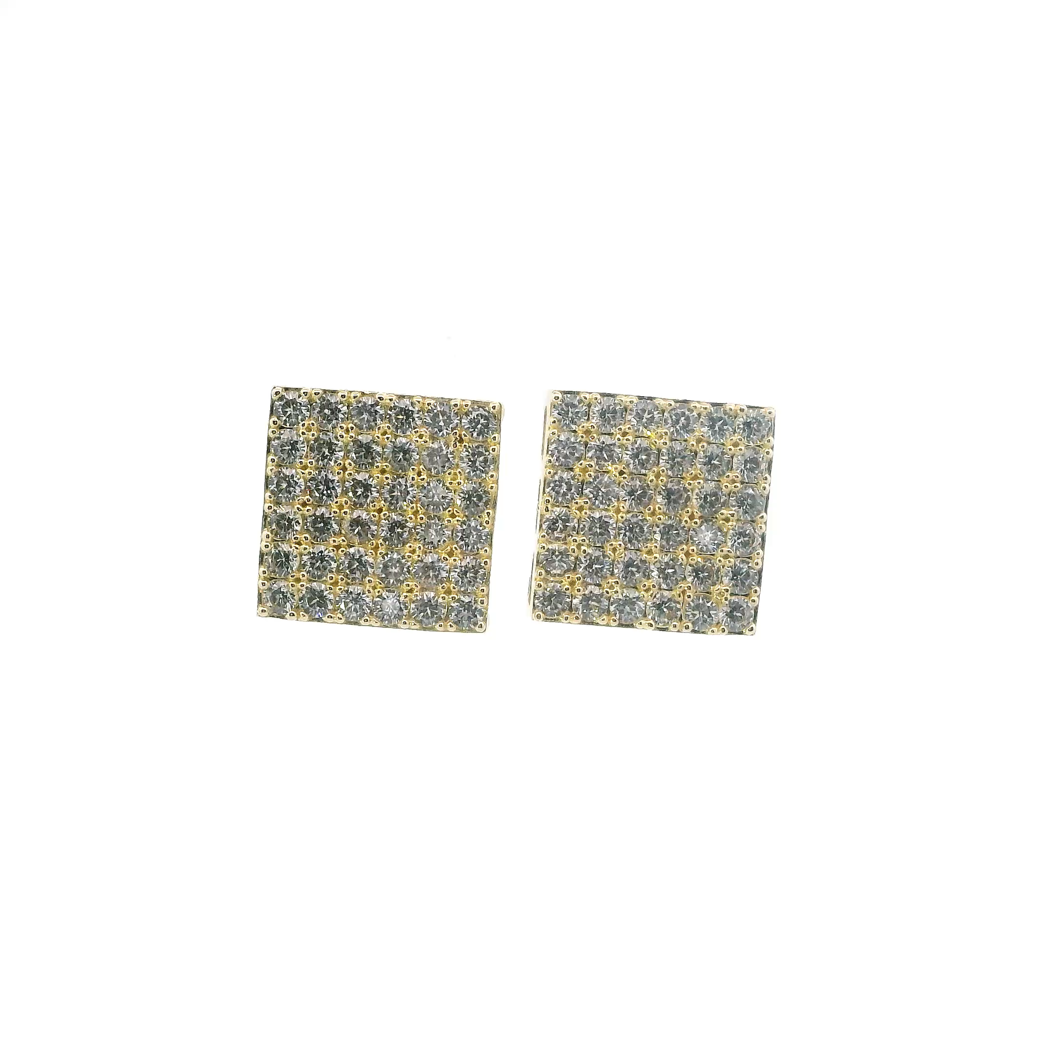 10K Yellow Gold CZ Square Stud Earrings