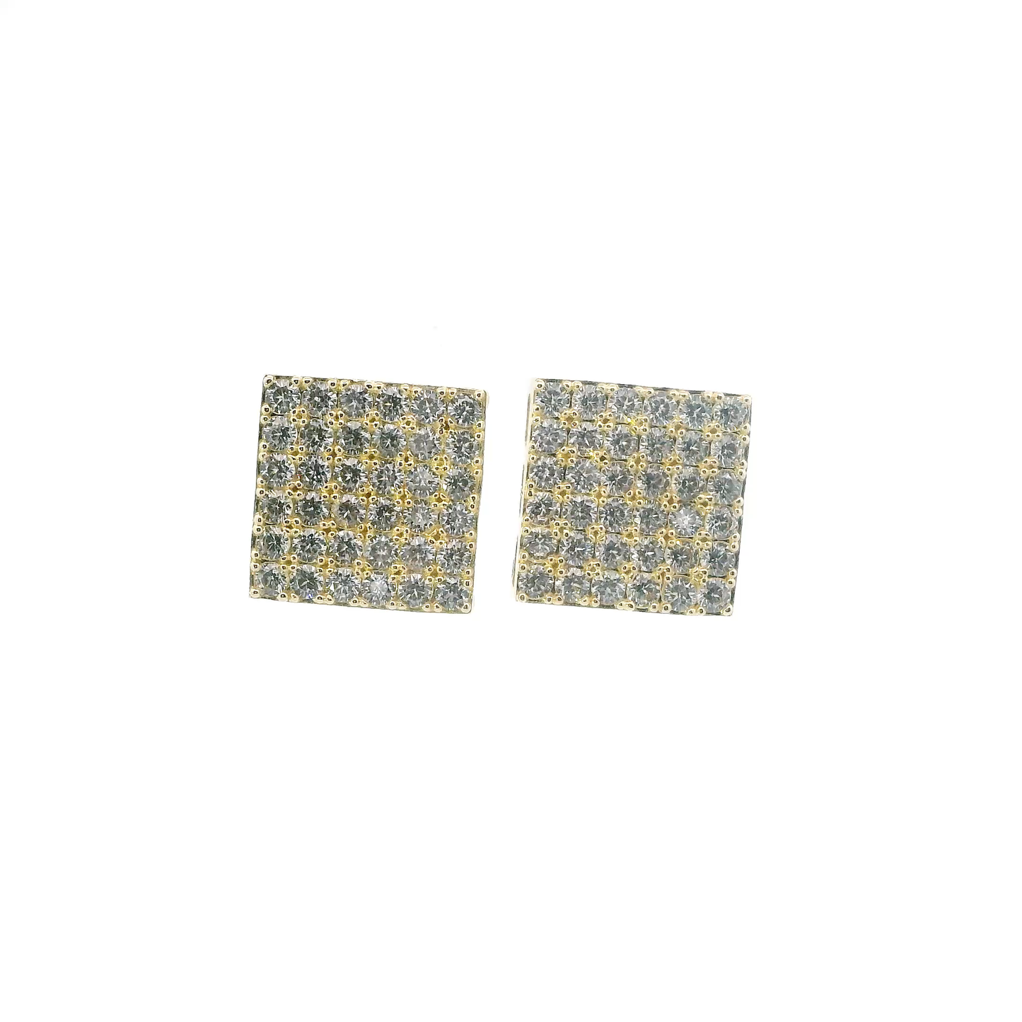 10K Yellow Gold CZ Square Stud Earrings
