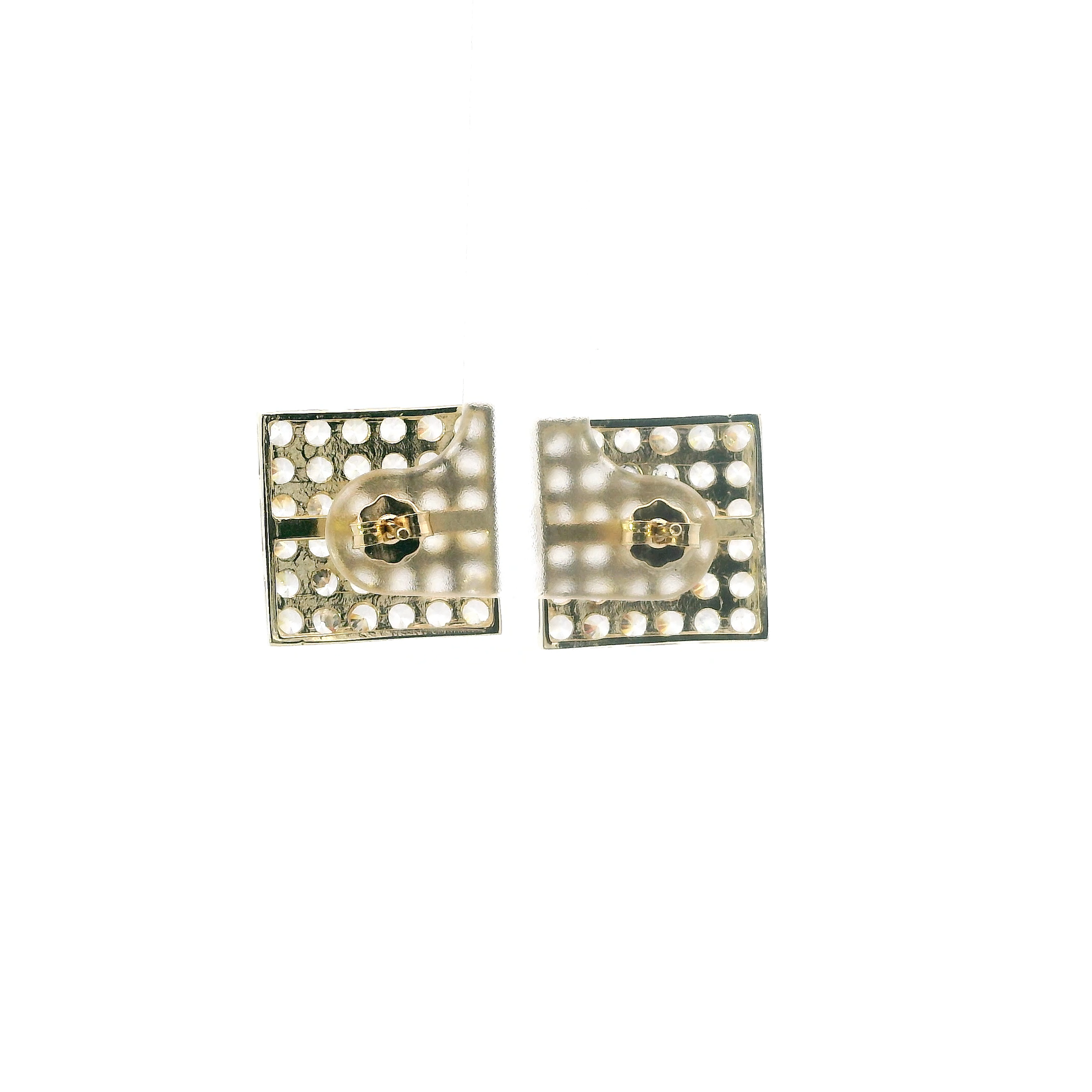 10K Yellow Gold CZ Square Stud Earrings