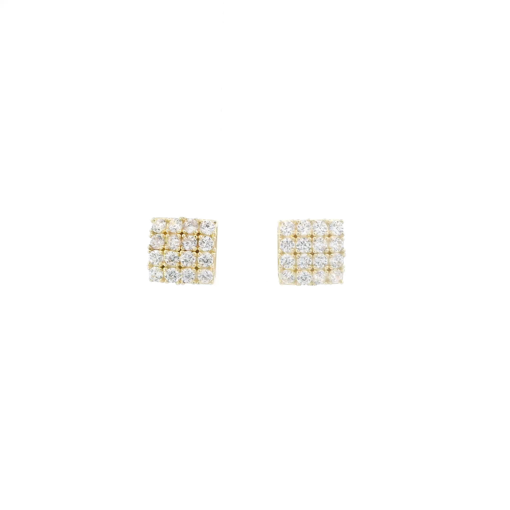 10K Yellow Gold CZ Square Stud Earrings