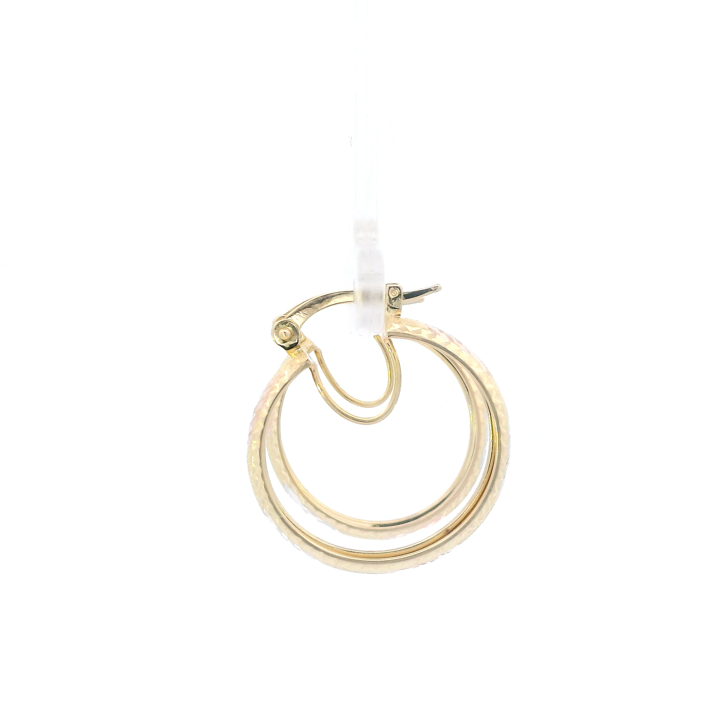 14K Tri Color Gold Arrow Design Hoop Earrings