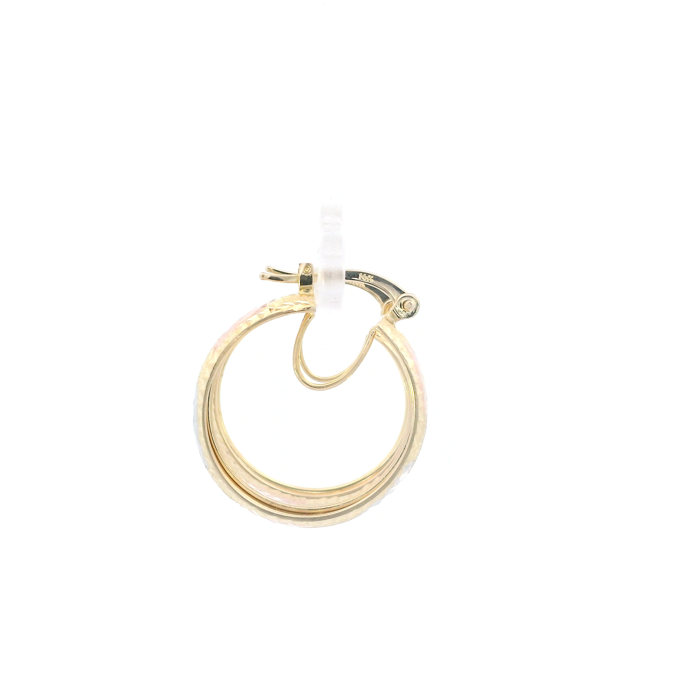 14K Tri Color Gold Arrow Design Hoop Earrings