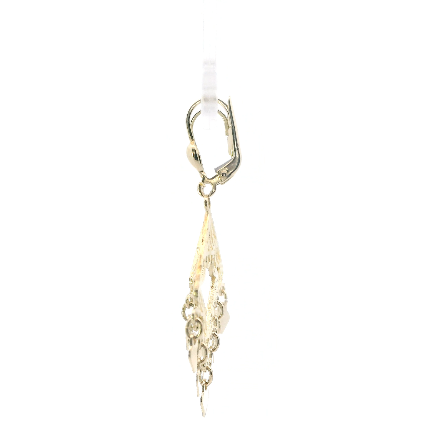 14K Yellow Gold Heart Chandelier Earrings