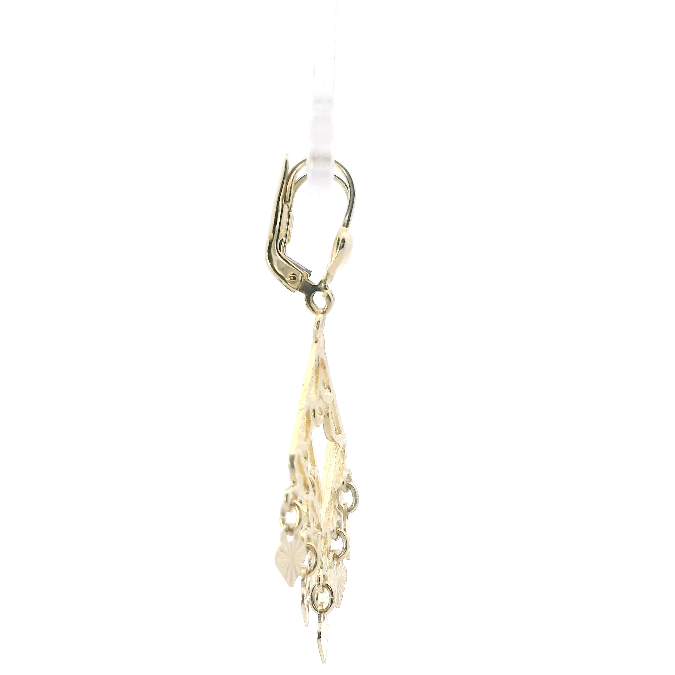 14K Yellow Gold Heart Chandelier Earrings