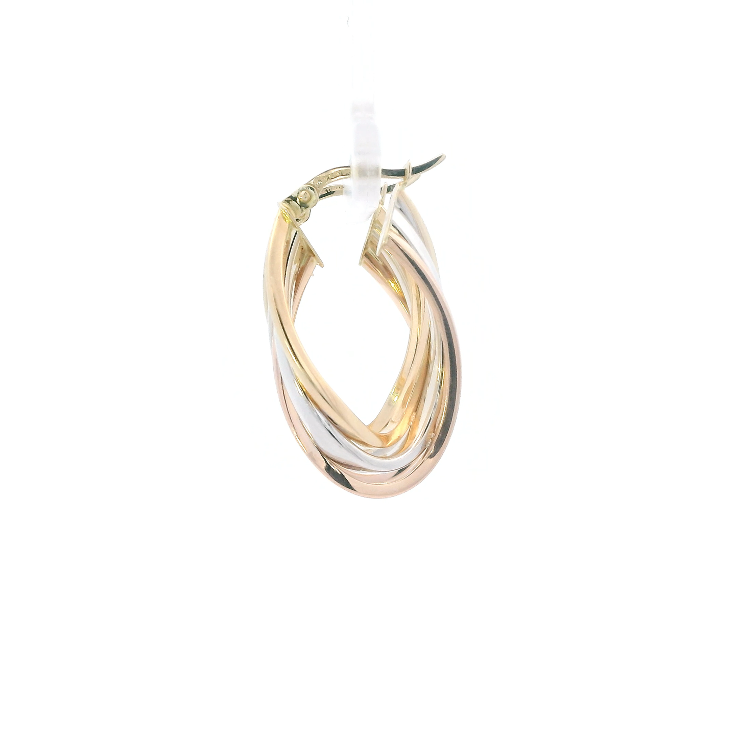 14K Tri Color Gold Triple Oval Hoop Earrings