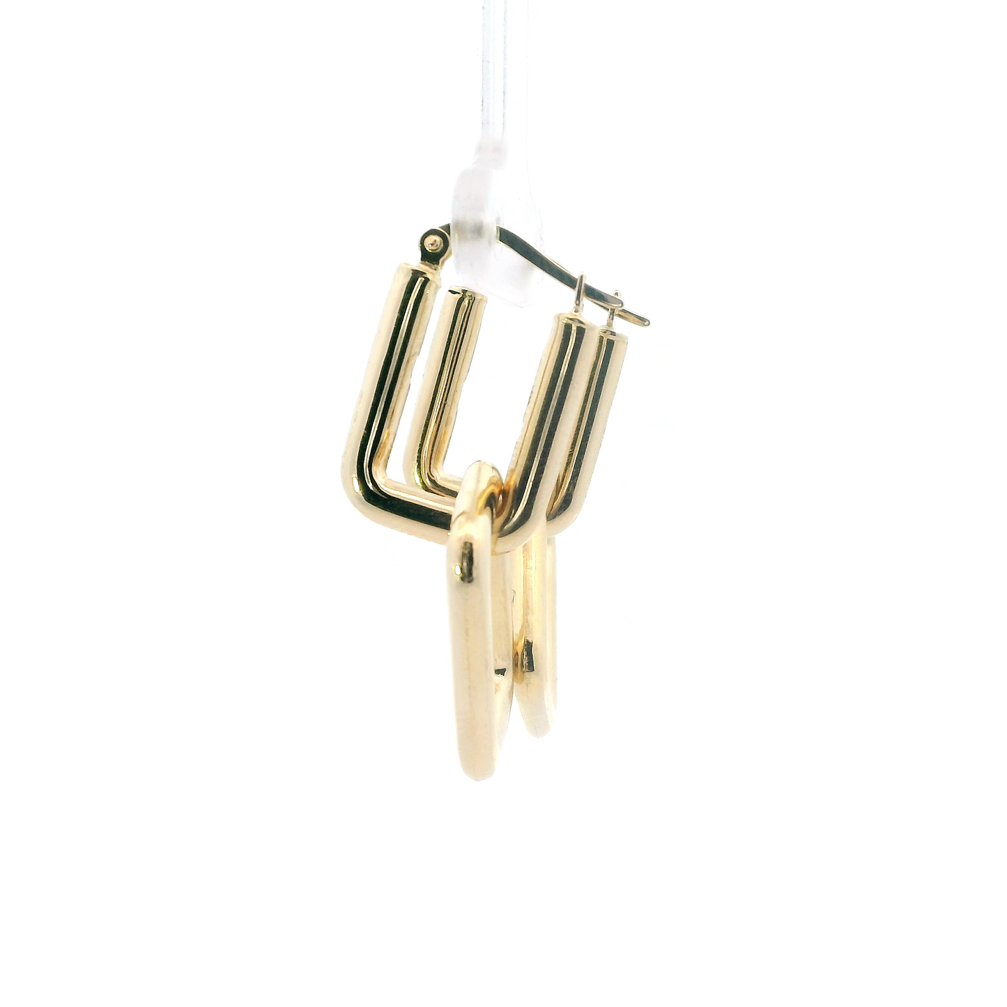 18K Yellow Gold Double Rectangle Dangle Earrings