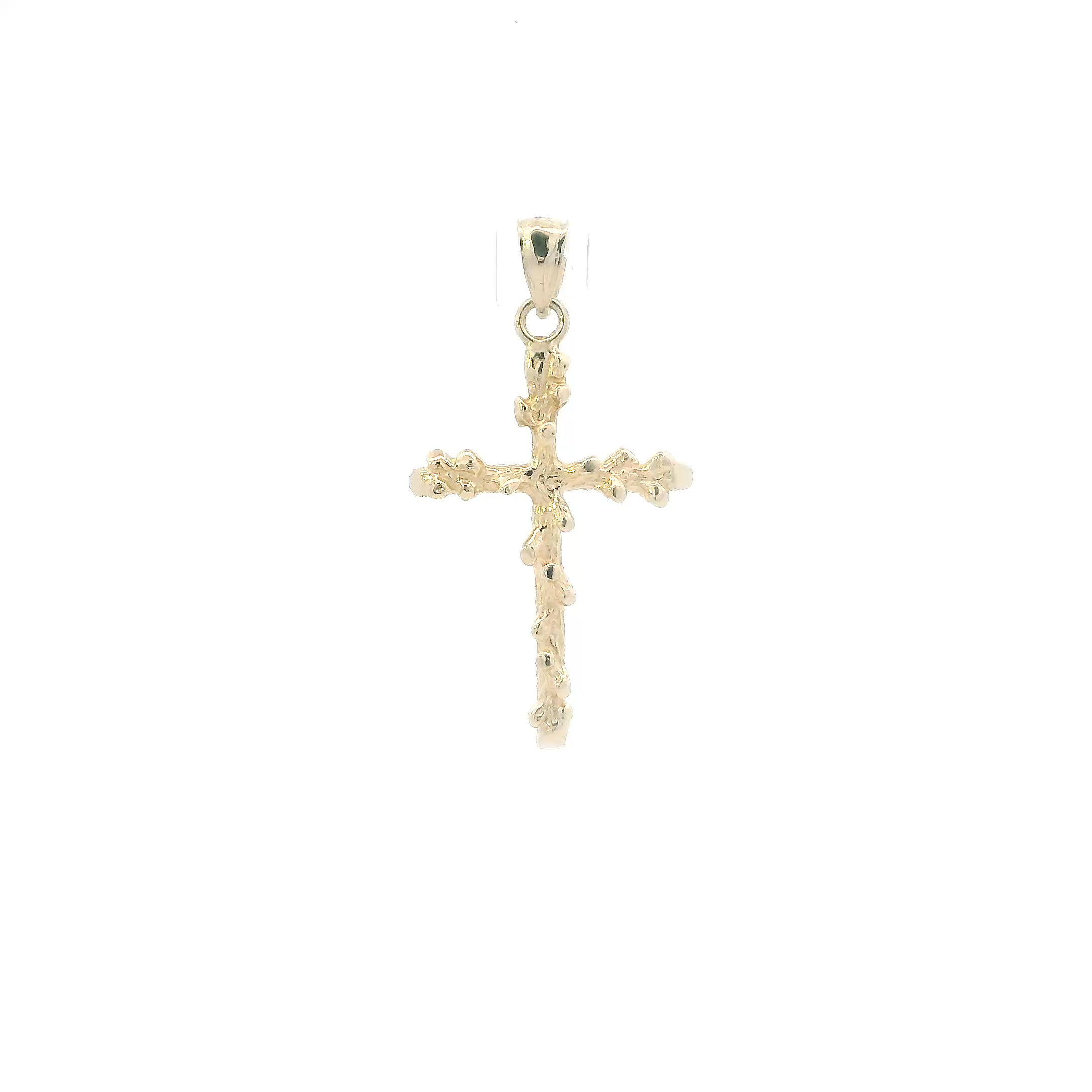14K Yellow Gold Nugget Cross Pendant
