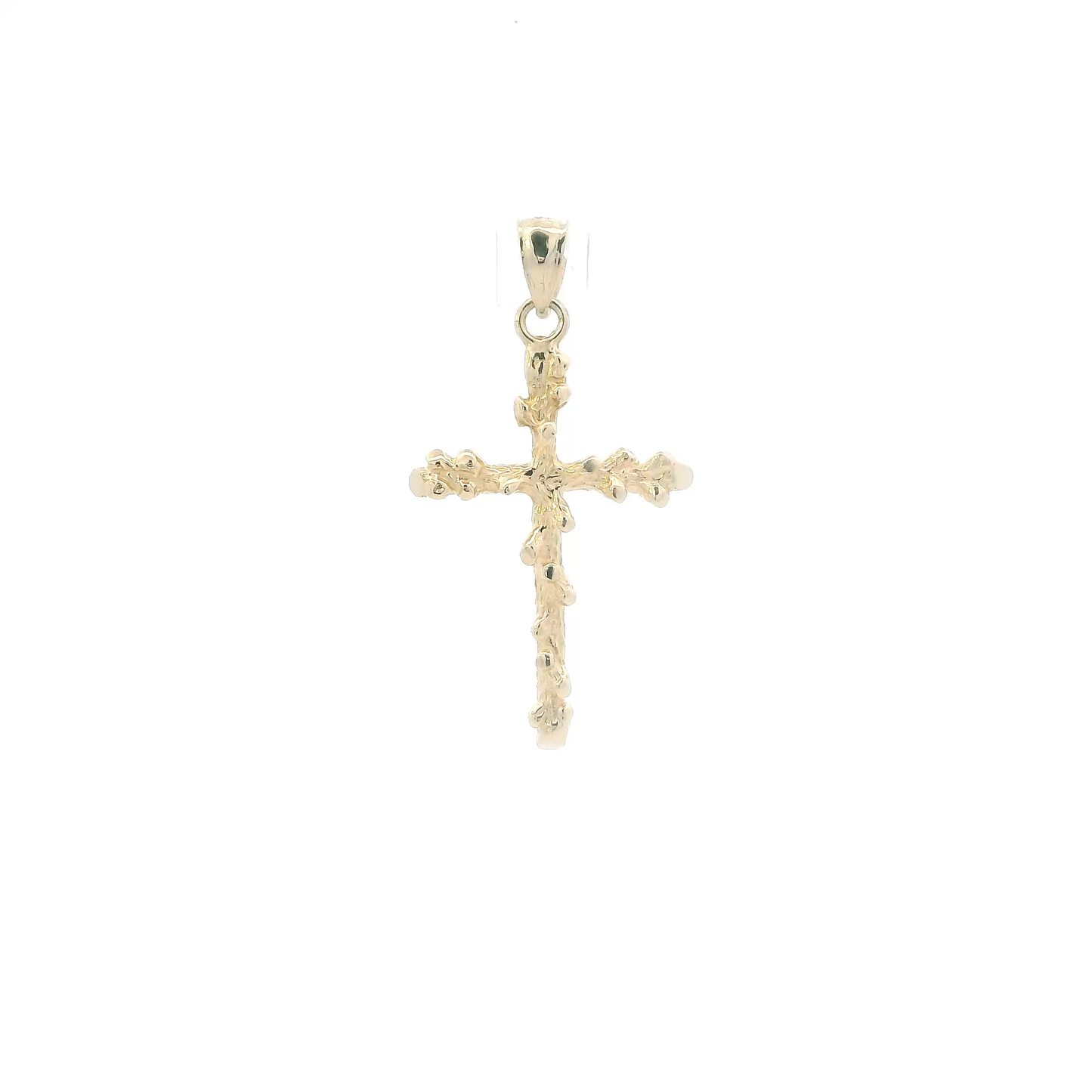 14K Yellow Gold Nugget Cross Pendant