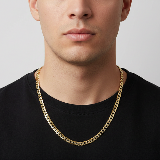 14K Yellow Gold 24" Diamond Cut Curb Chain