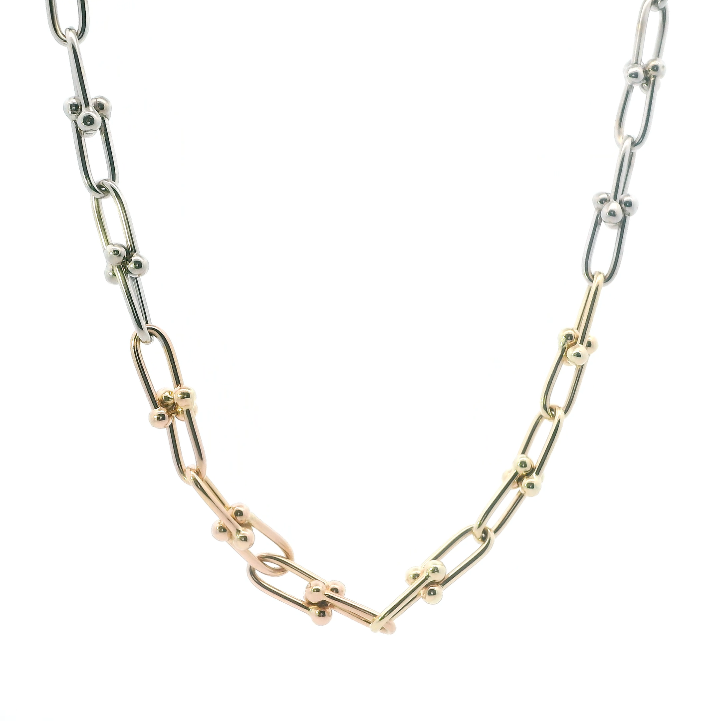 14K Tri Color Gold 20" Hardware Link Chain
