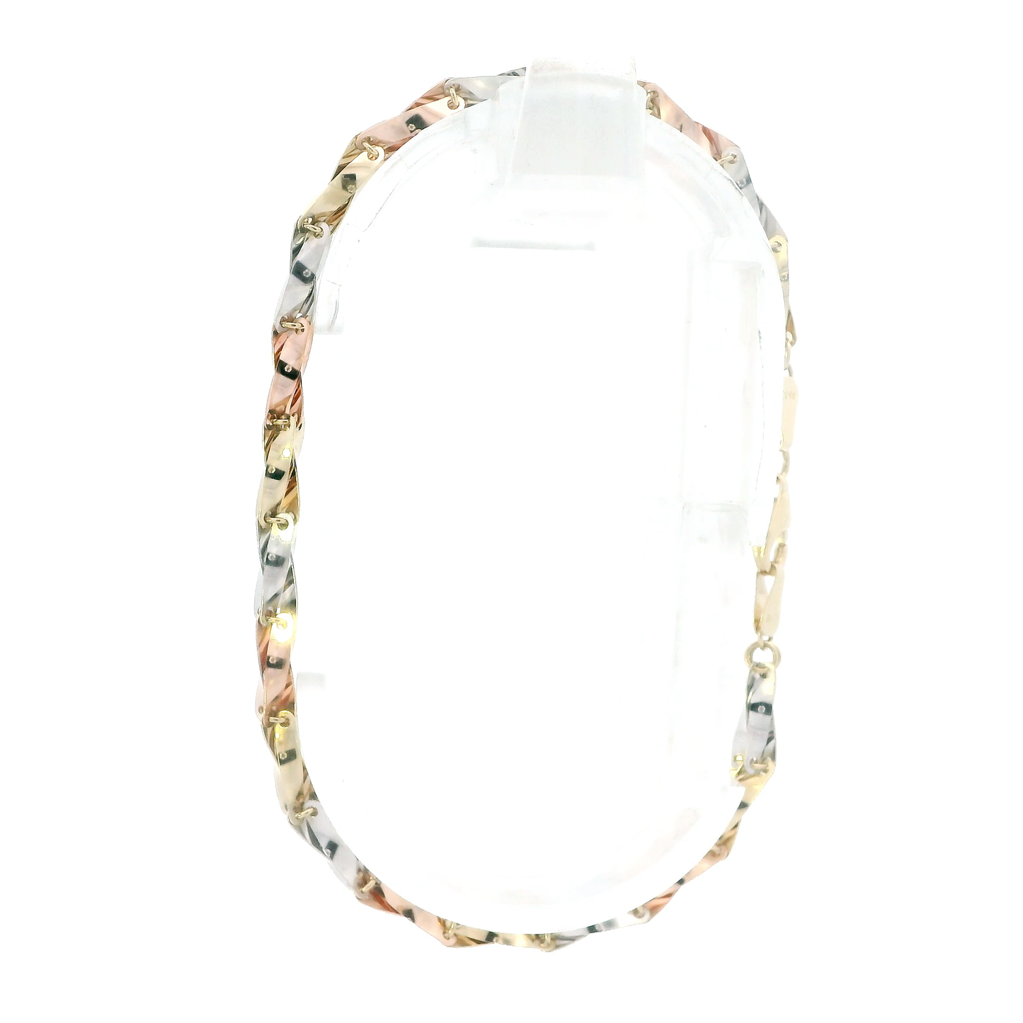 10K Tri Color Gold 7.5" Twist Link Bracelet