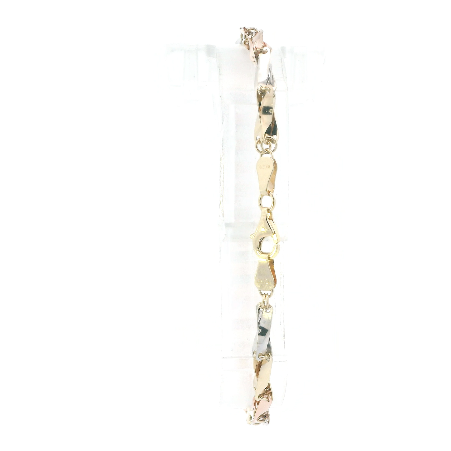 10K Tri Color Gold 7.5" Twist Link Bracelet