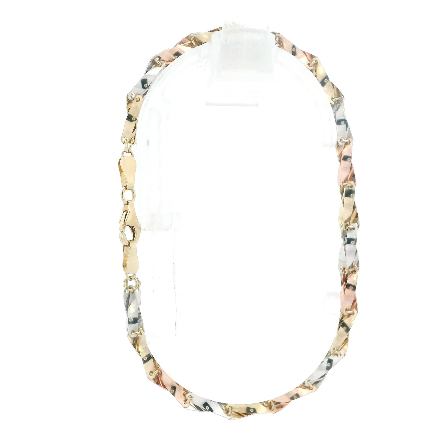 10K Tri Color Gold 7.5" Twist Link Bracelet