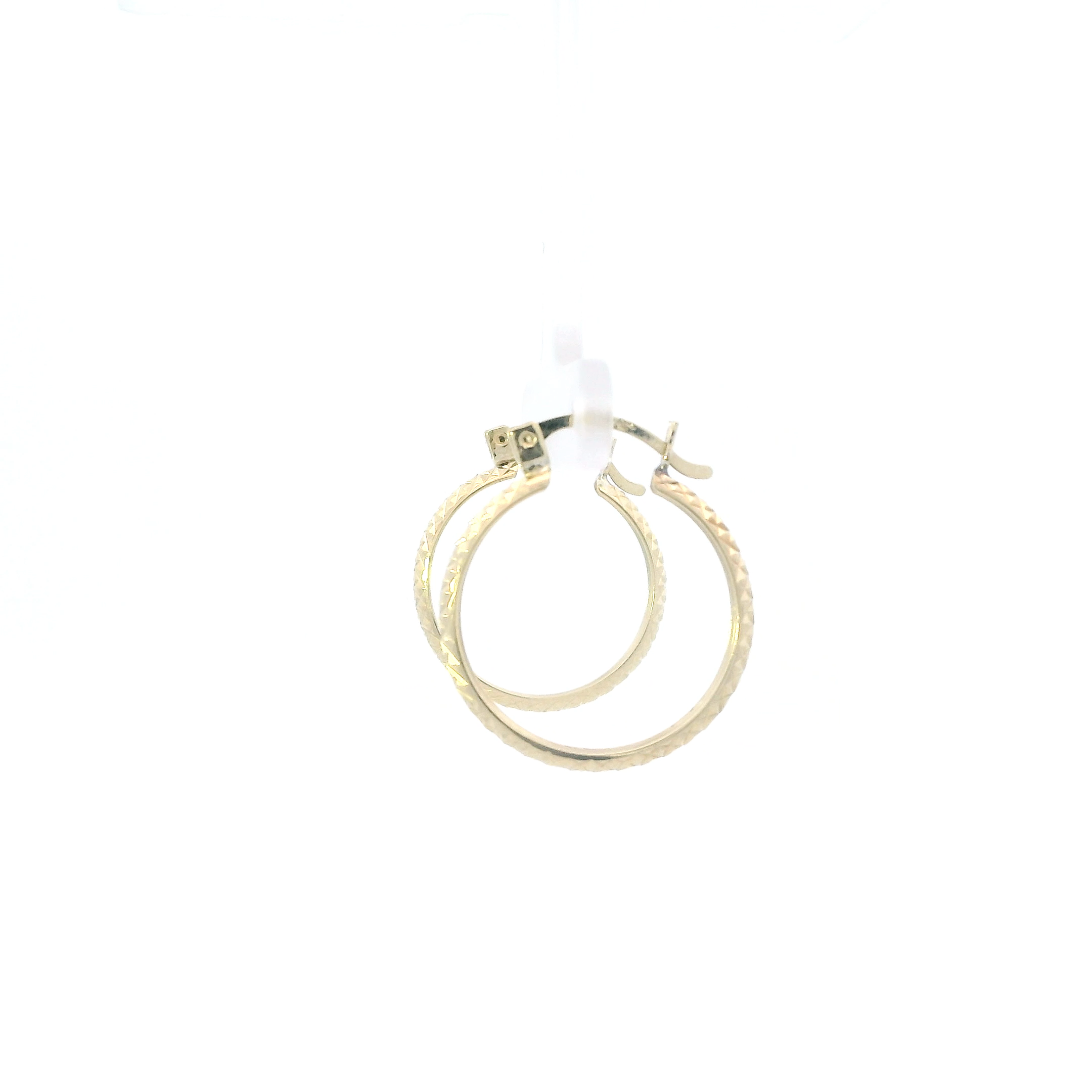 14K Yellow Gold Diamond Cut Hoop Earrings