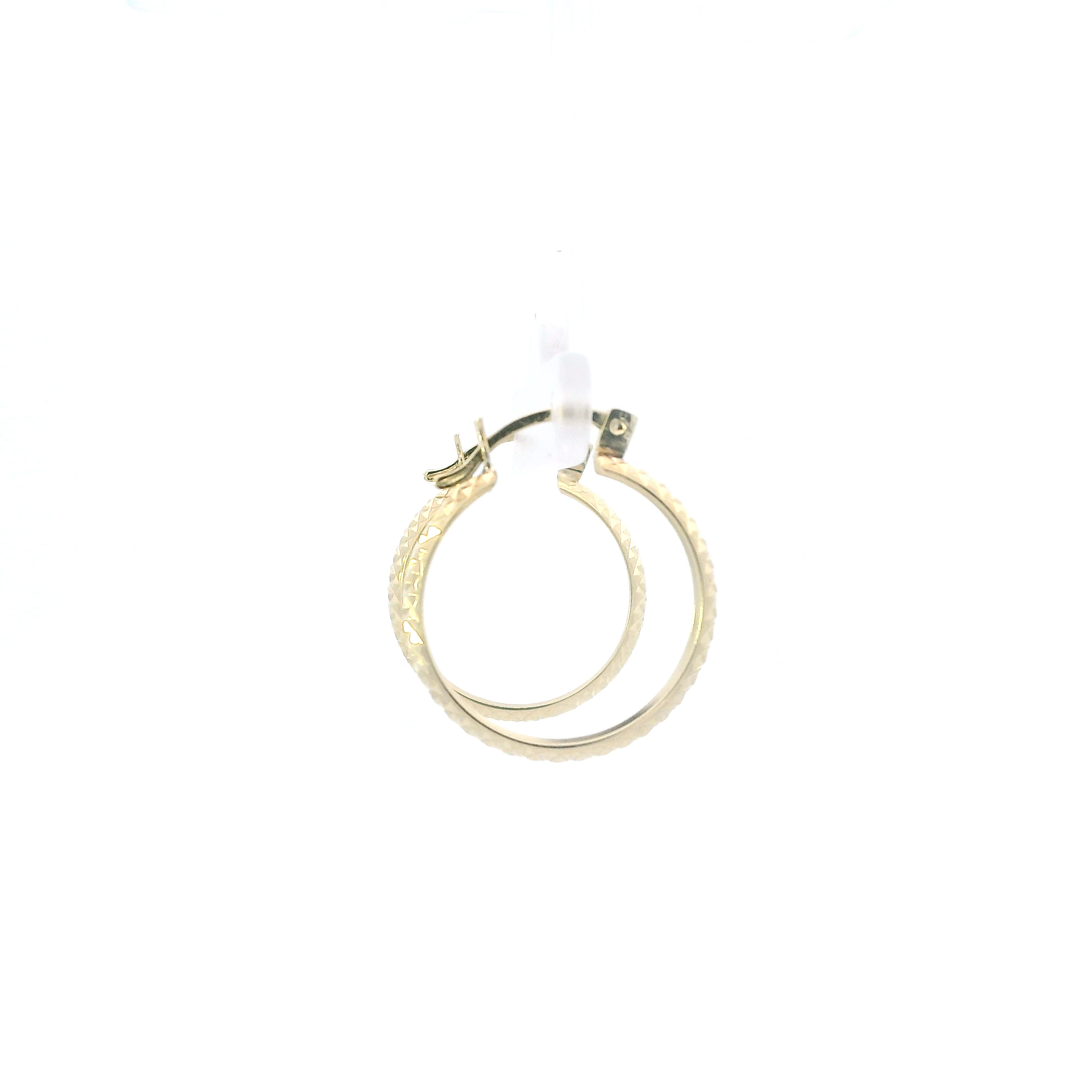 14K Yellow Gold Diamond Cut Hoop Earrings