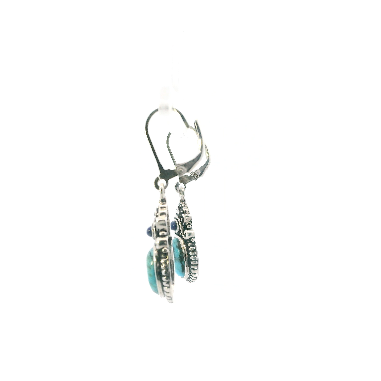 Sterling Silver Dangle Turquoise & Lapis Earrings