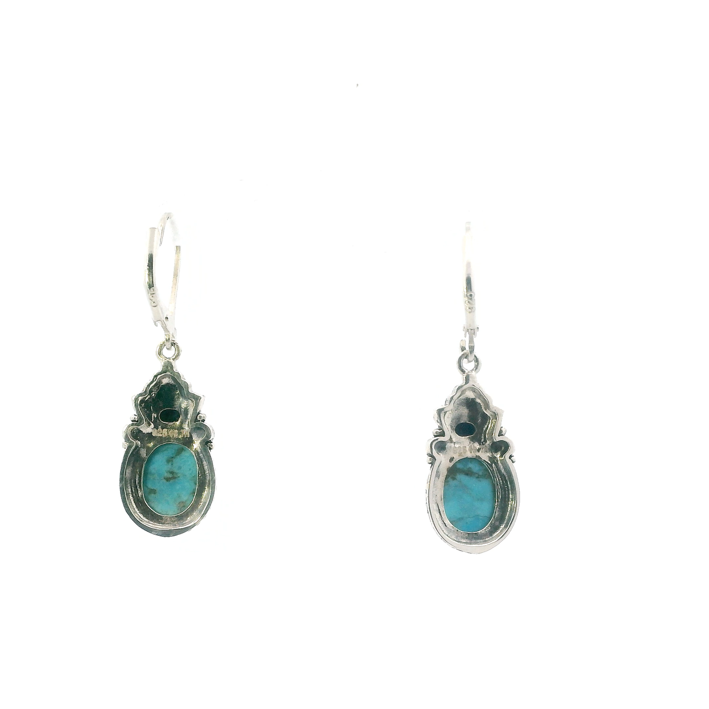 Sterling Silver Dangle Turquoise & Lapis Earrings