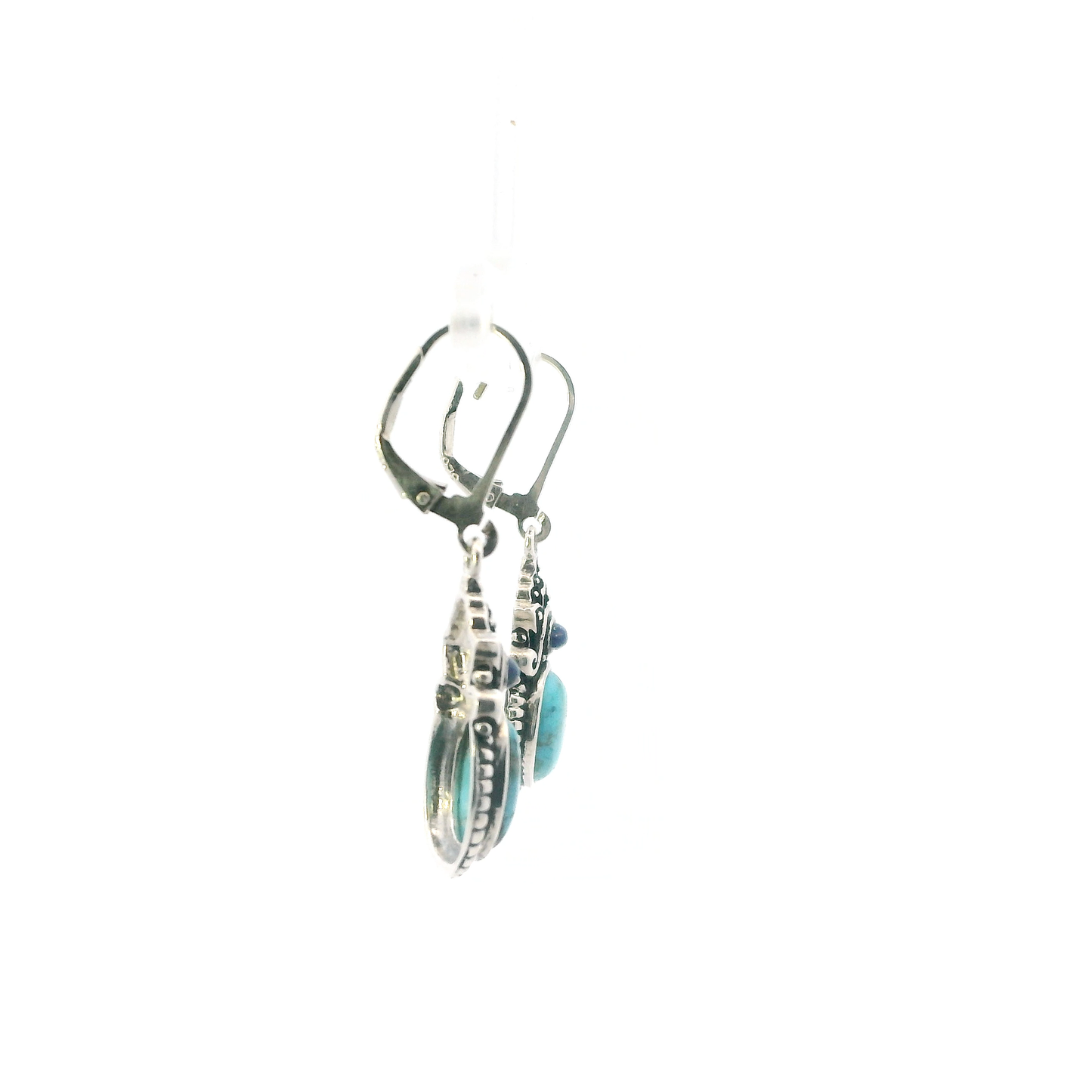 Sterling Silver Dangle Turquoise & Lapis Earrings