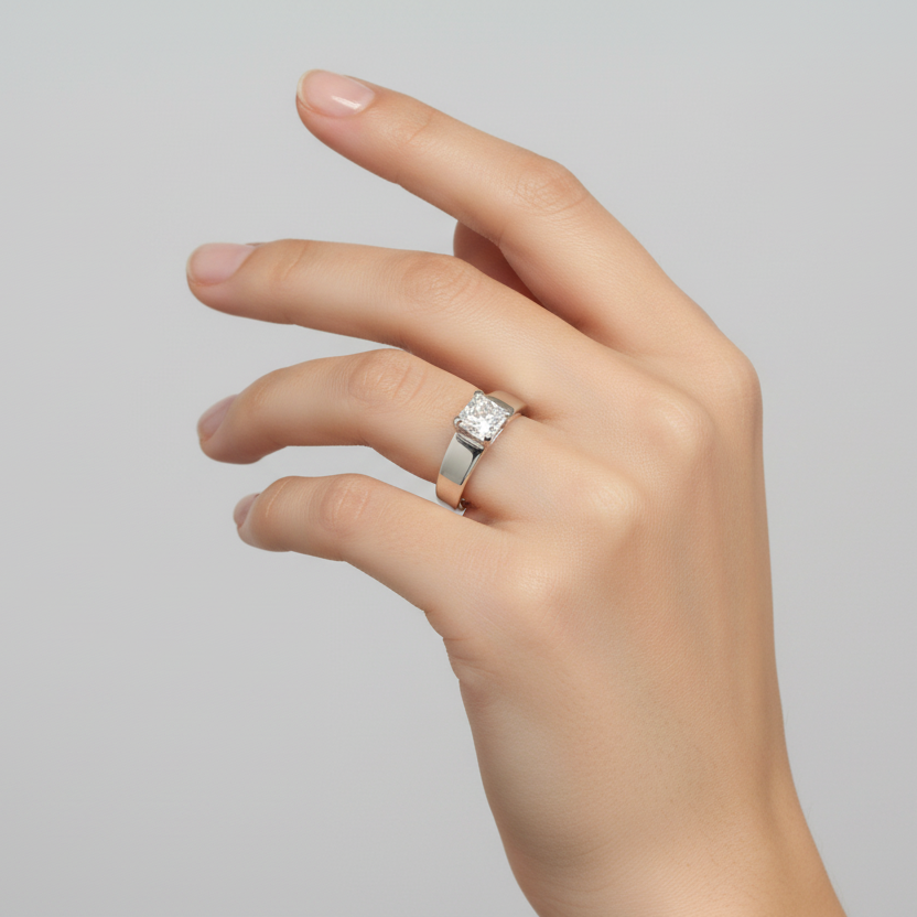 14K White Gold Solitaire Diamond Womans Ring - 0.70ct