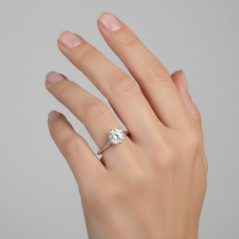 14K White Gold Solitaire Diamond Womans Ring - 0.95ct