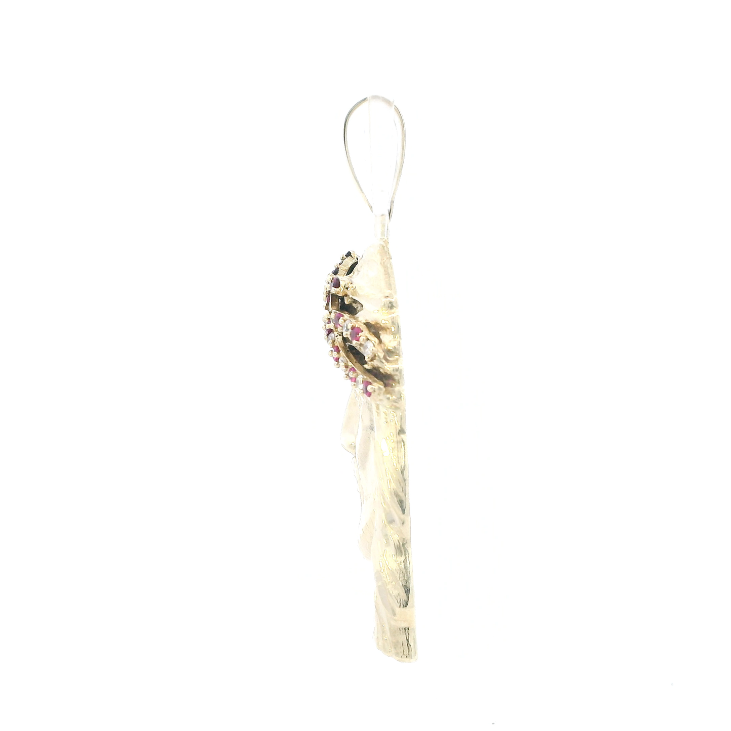 14K Yellow Gold Rubies & CZ Jesus Face Pendant