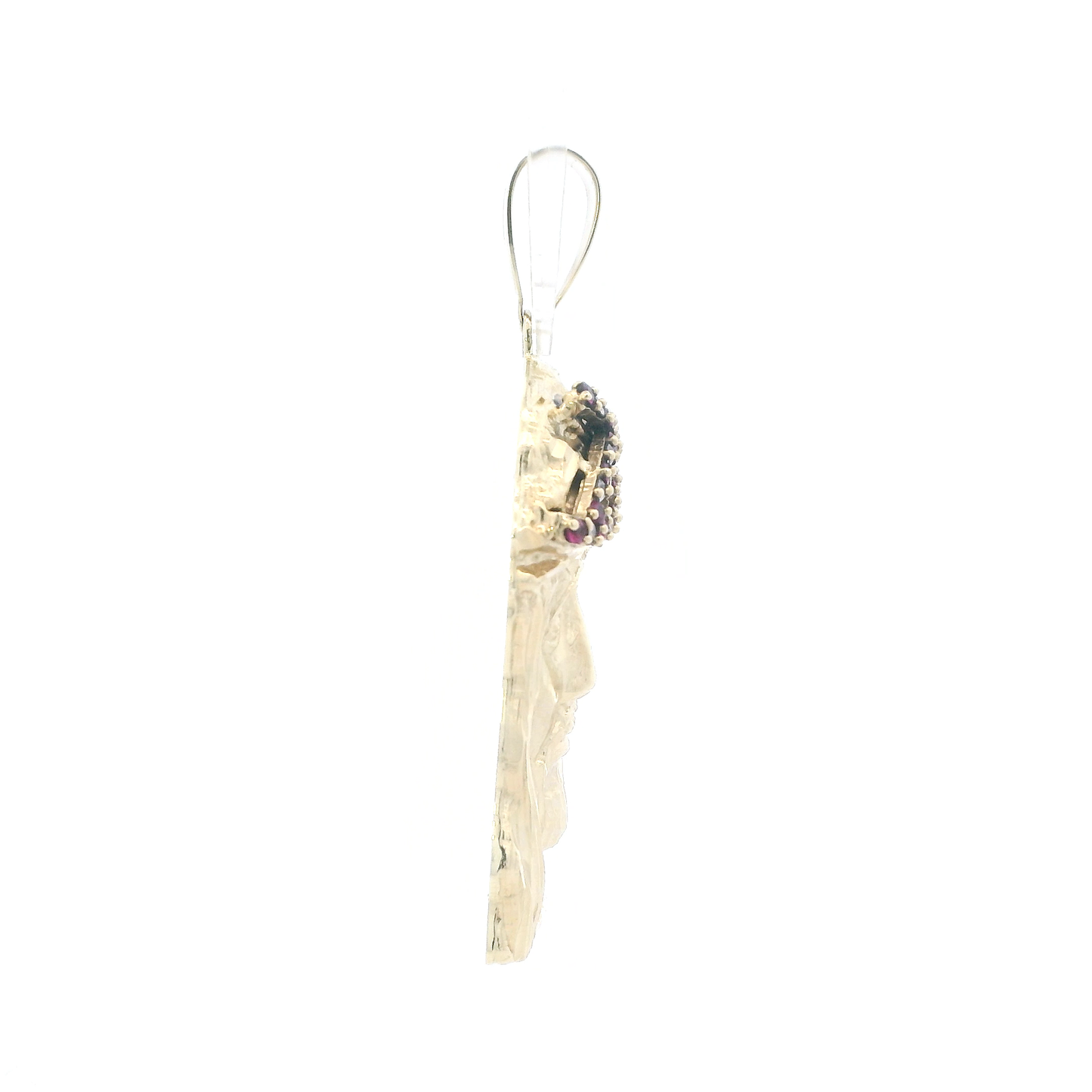 14K Yellow Gold Rubies & CZ Jesus Face Pendant