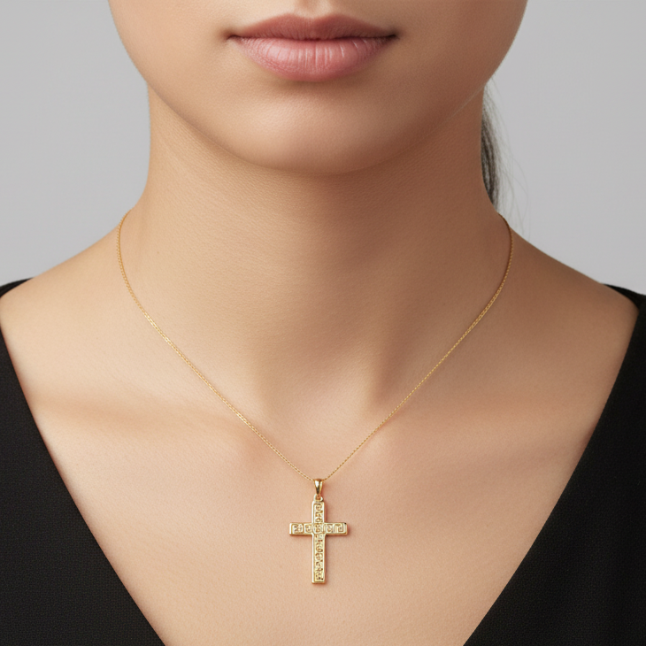 18K Yellow Gold Greek Cross Pendant