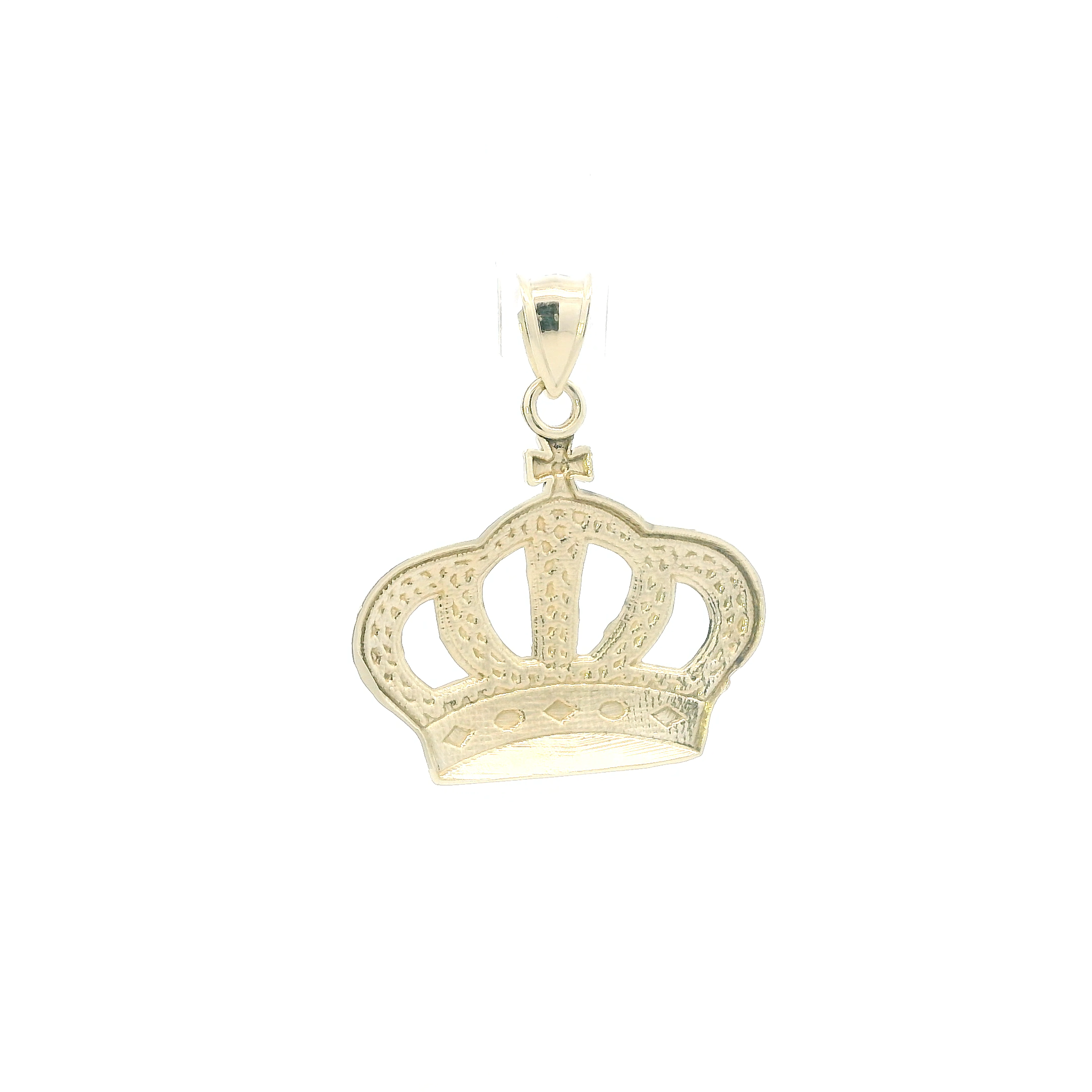 10K Yellow Gold Diamond Cut Crown Pendant