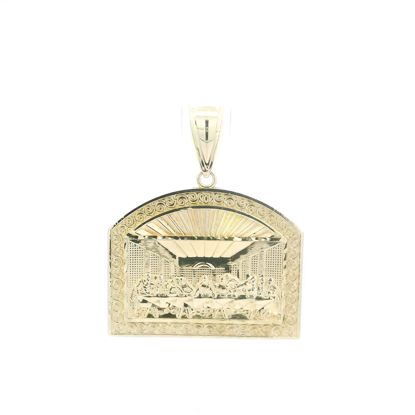 10K Yellow Gold Diamond Cut Last Supper Pendant