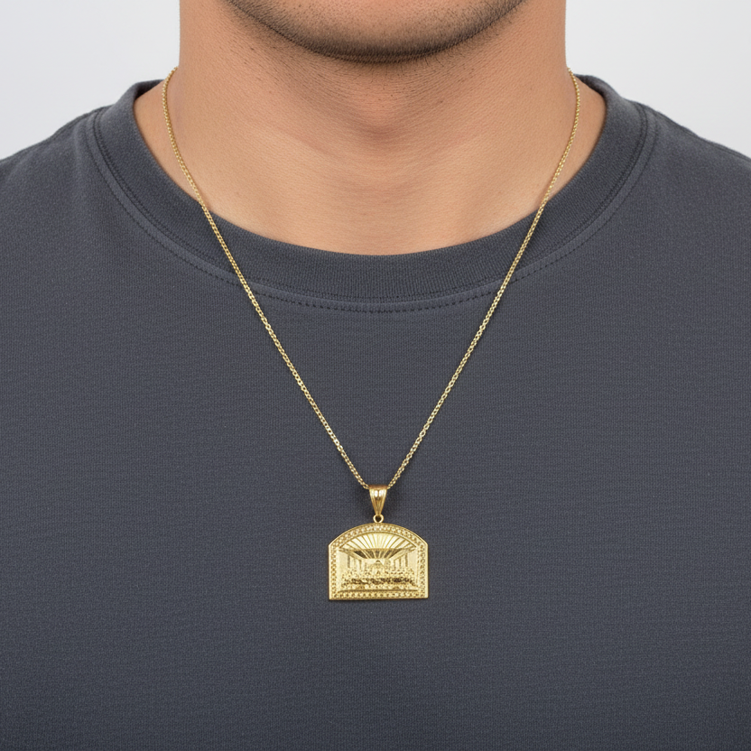 10K Yellow Gold Diamond Cut Last Supper Pendant