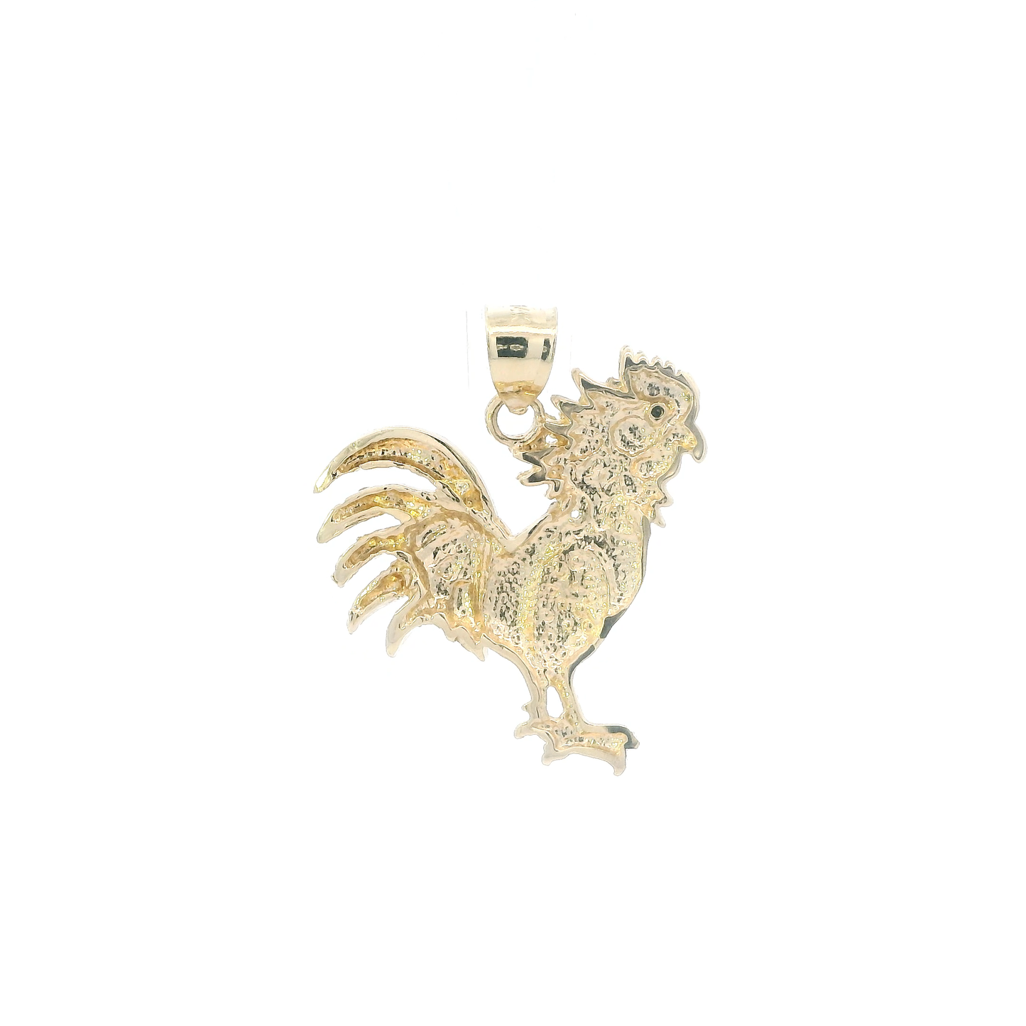 14K Yellow Gold Diamond Cut Rooster Pendant