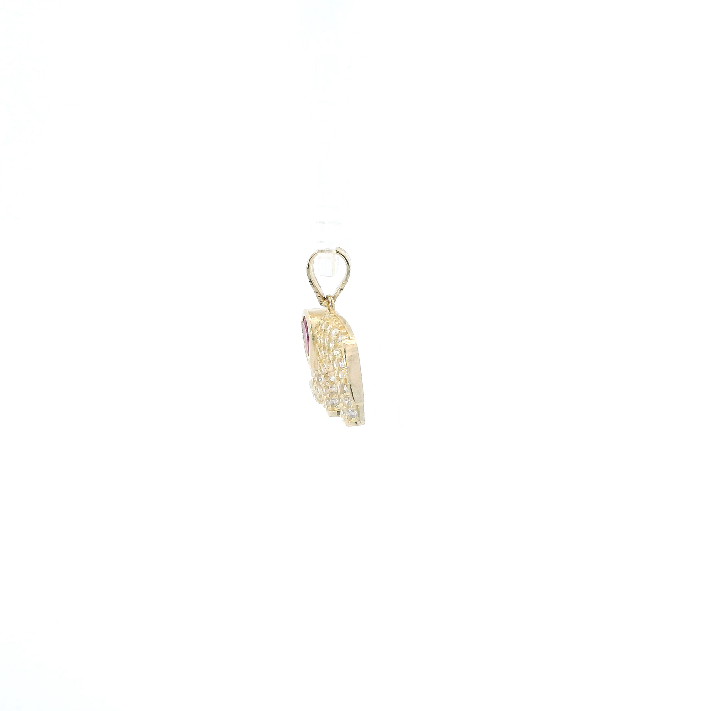 14K Yellow Gold Synthetic Ruby & CZ Elephant Pendant