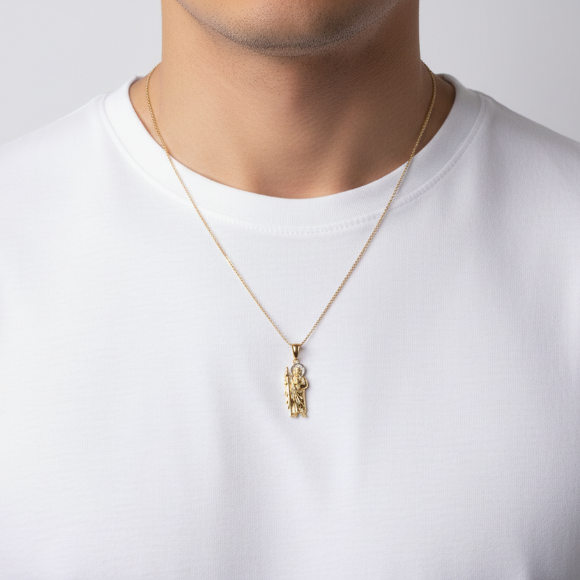 10K Yellow Gold Standing Religious Figure Pendant