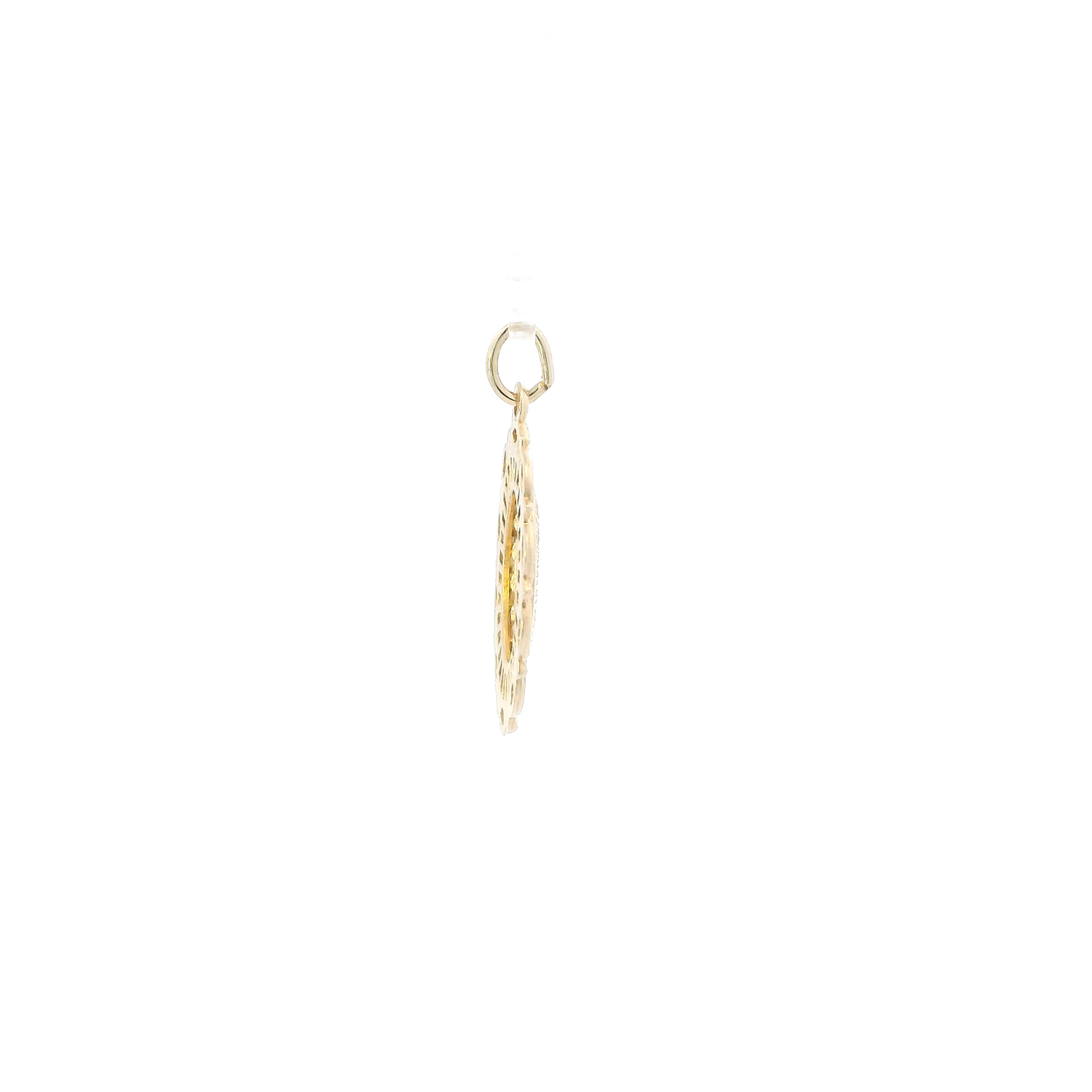 14K Yellow Gold Oval Filigree Religious Pendant