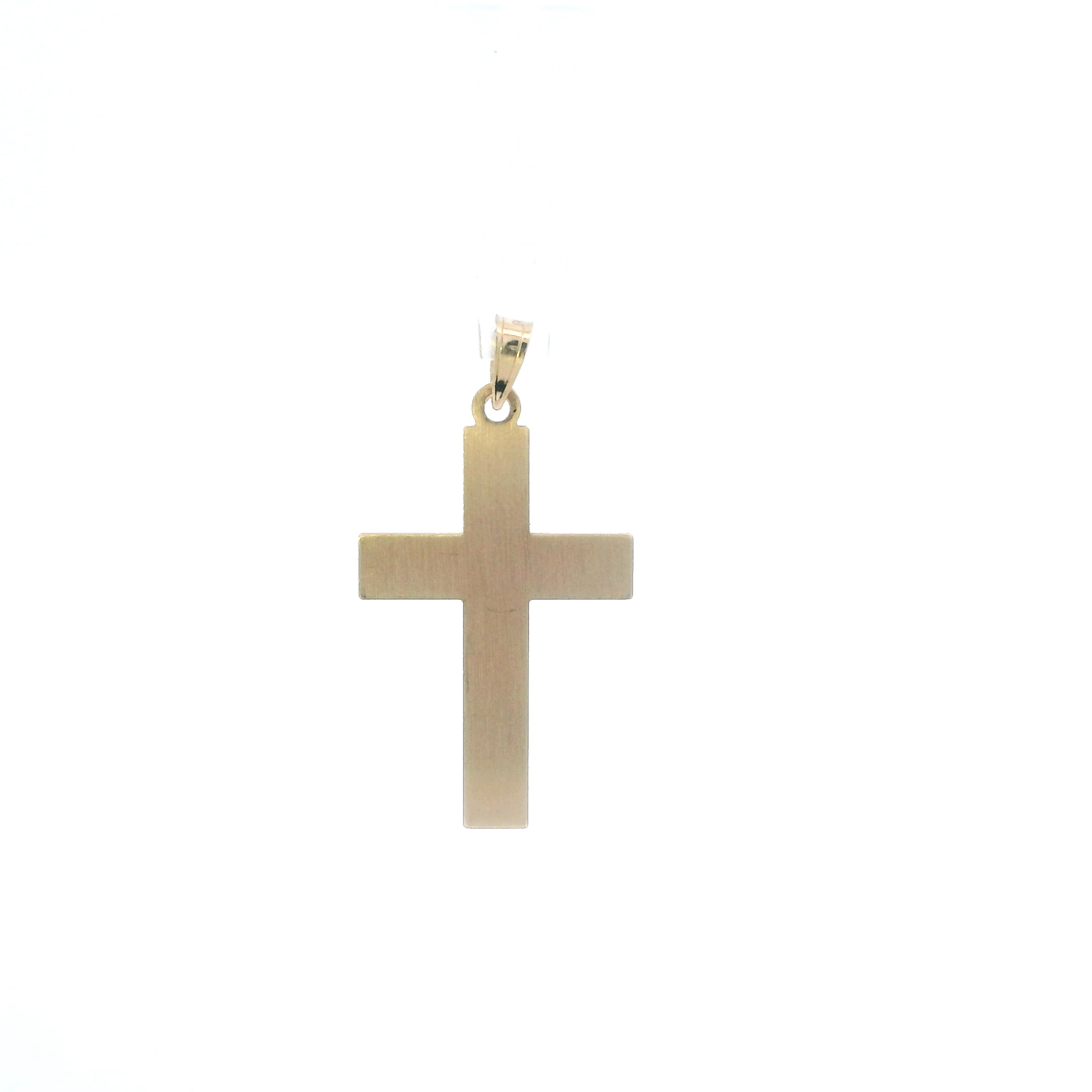 14K Yellow Gold Diamond Cut Textured Cross Pendant