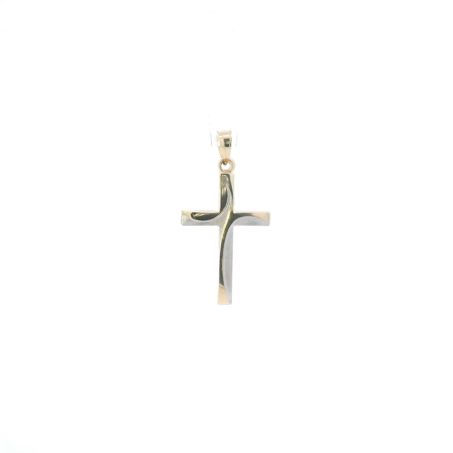 14K Yellow & White Gold Diamond Cut Cross Pendant