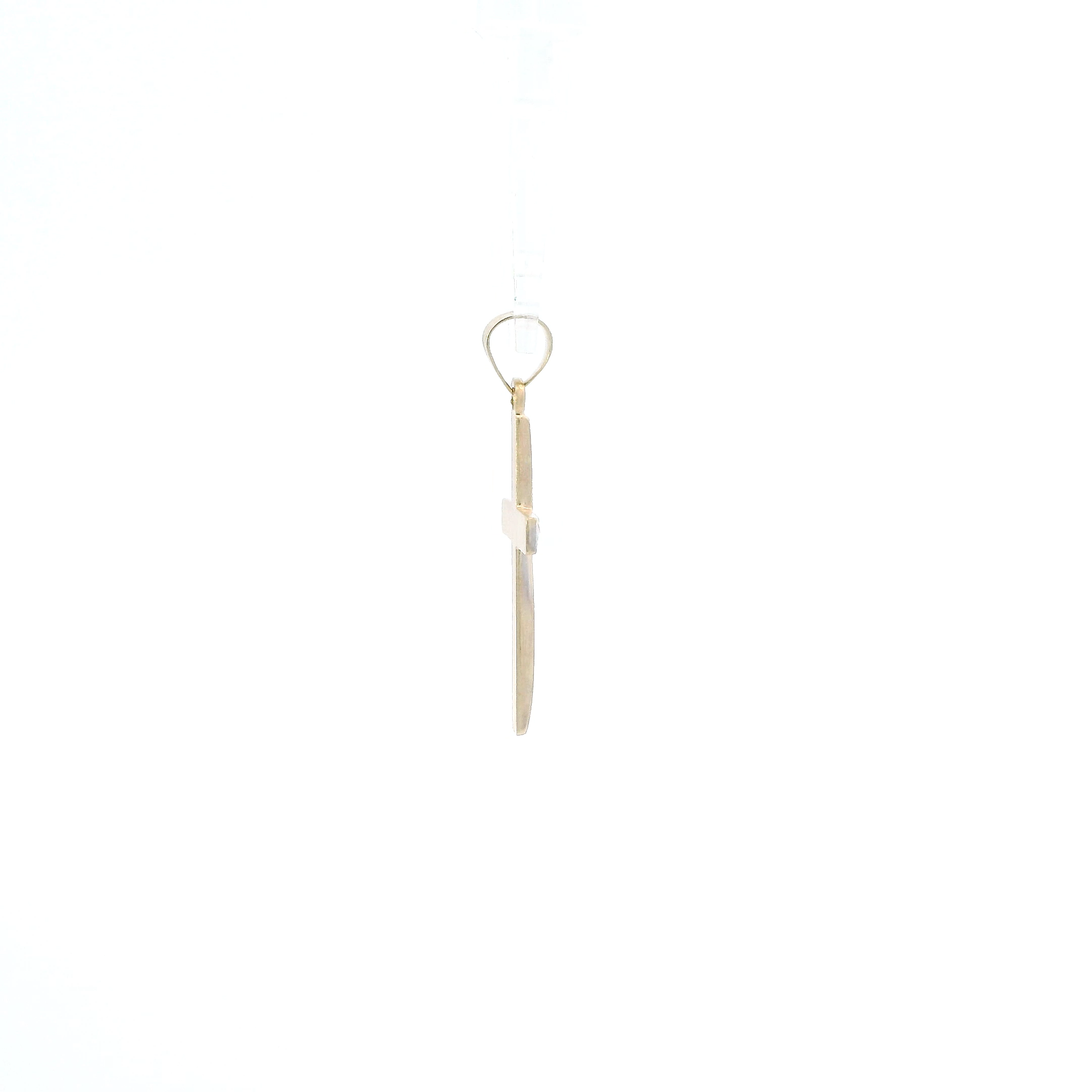 14K Yellow & White Gold Diamond Cut Cross Pendant