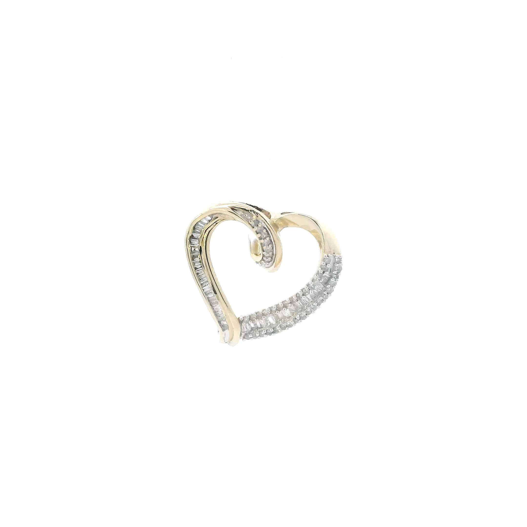 10K Yellow & White Gold Diamonds Heart Pendant - 0.41ct