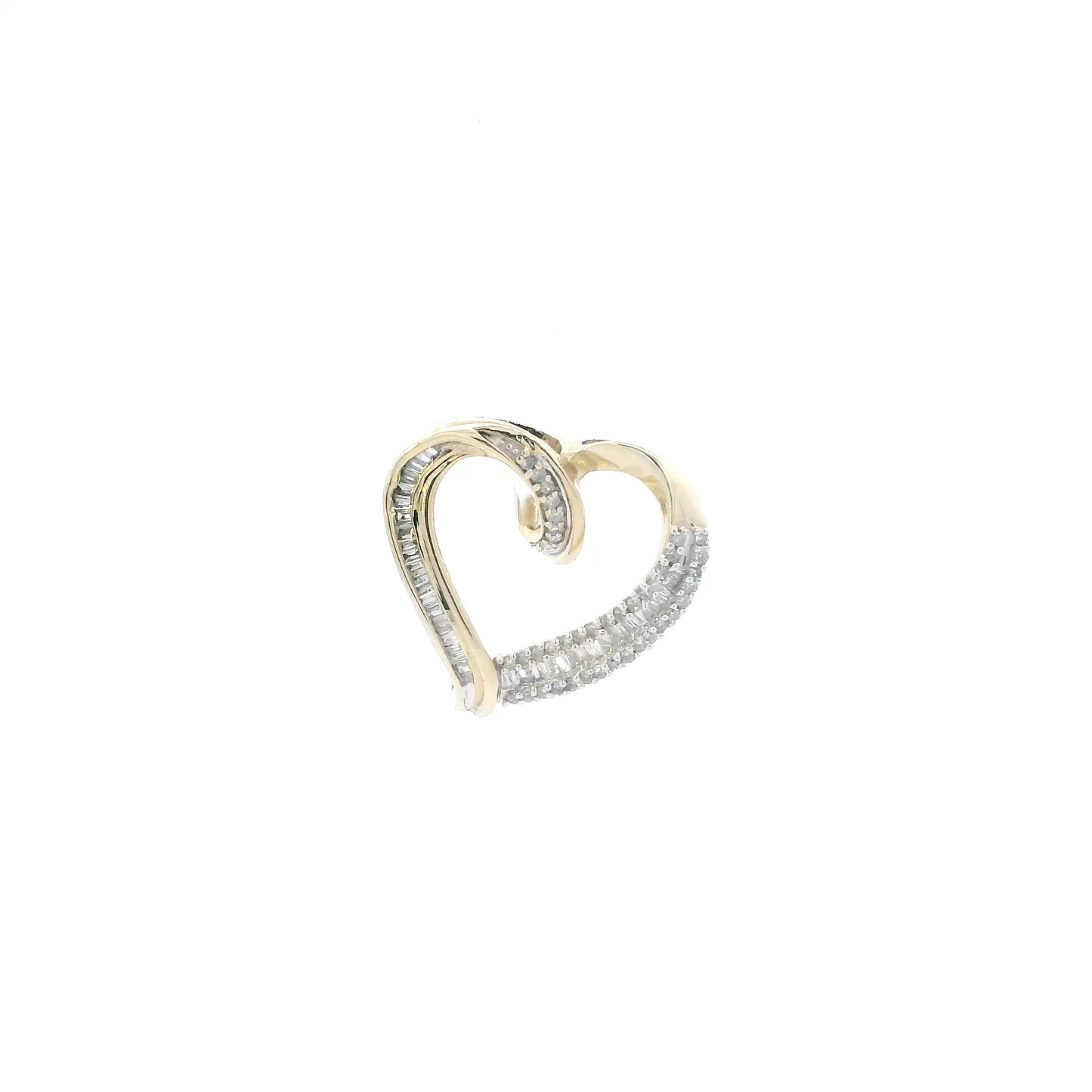 10K Yellow & White Gold Diamonds Heart Pendant - 0.41ct